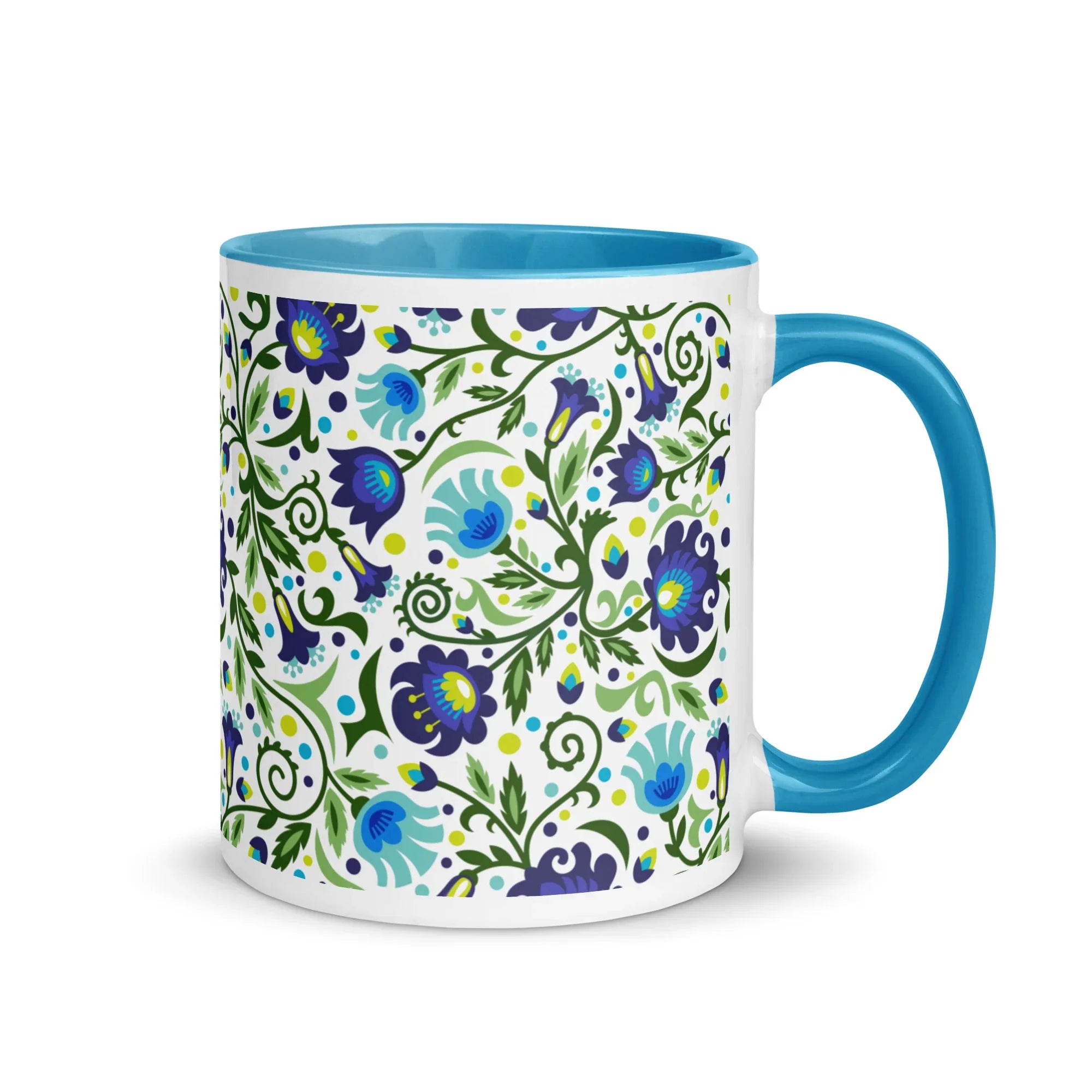 Gdańsk Blues Wycinanki Mug over white - The Global Wanderer