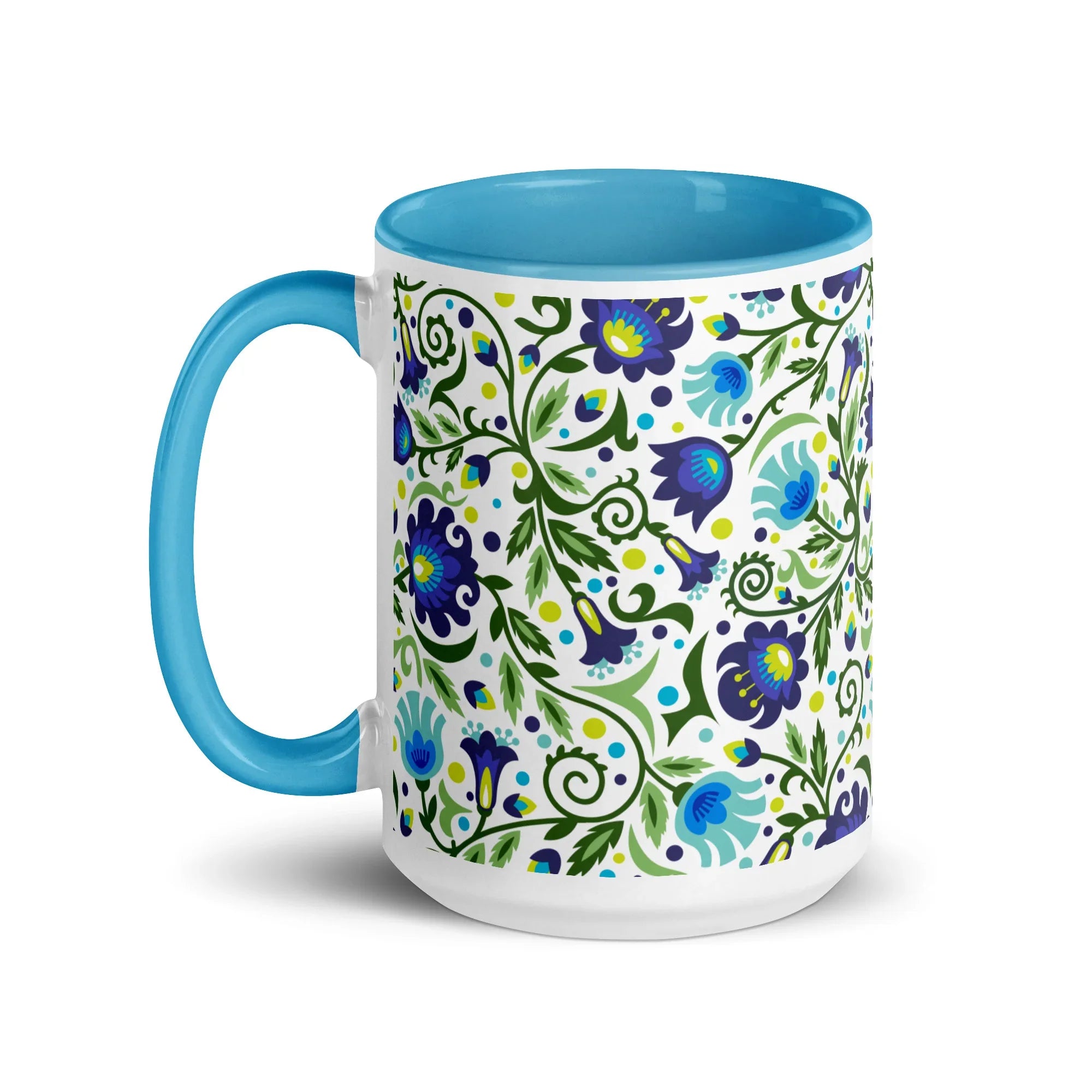 Gdańsk Blues Wycinanki Mug over white - The Global Wanderer