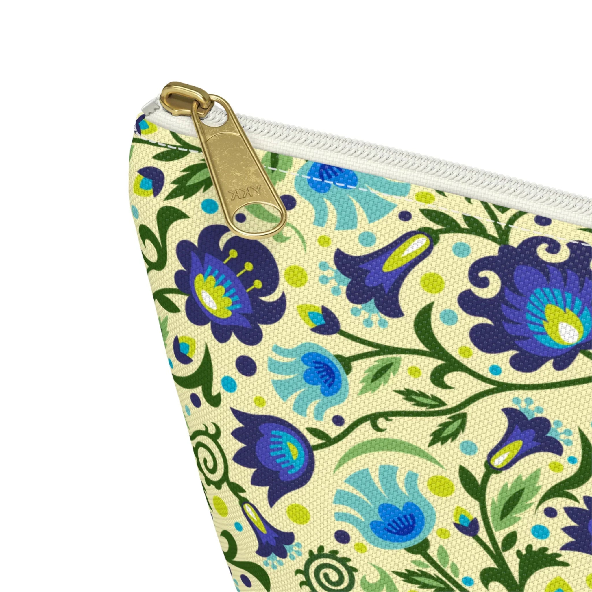 Gdańsk Blues Wycinanki Pouch over yellow - The Global Wanderer