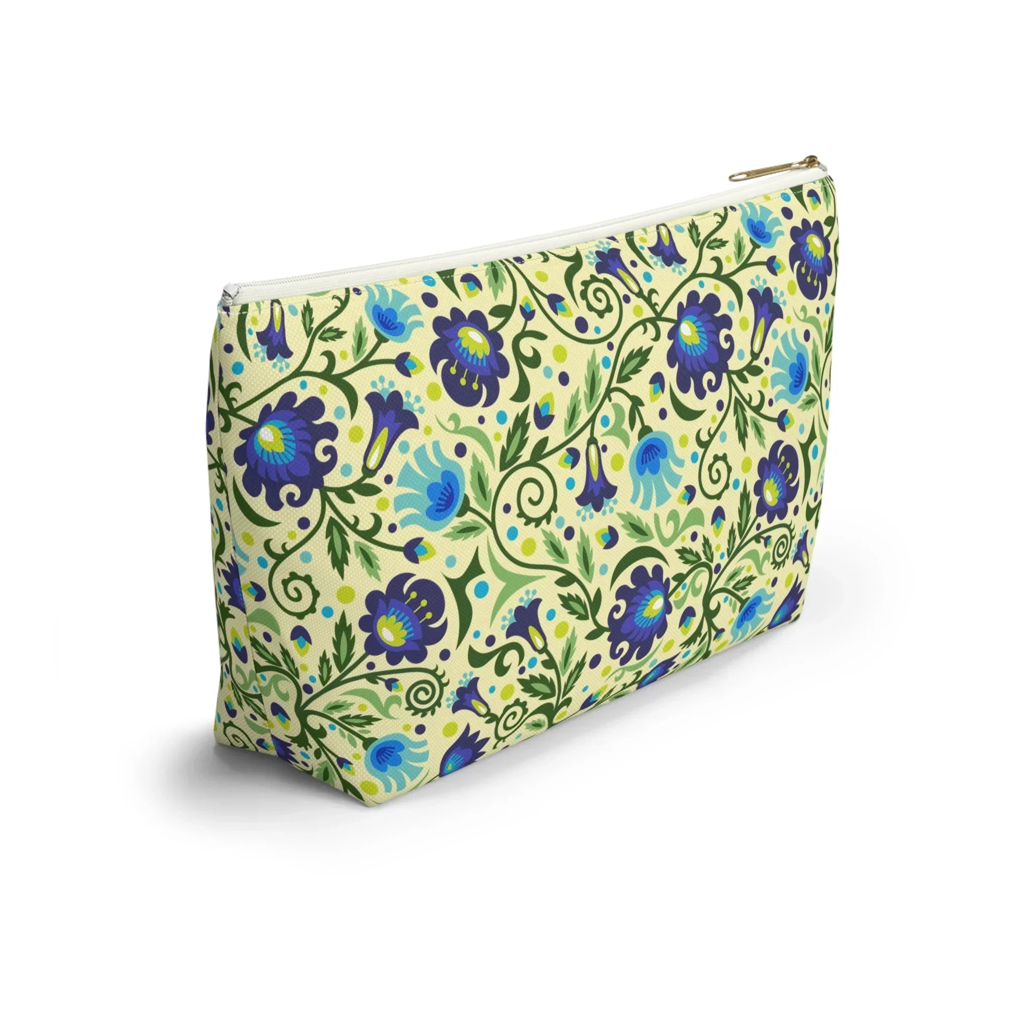 Gdańsk Blues Wycinanki Pouch over yellow - The Global Wanderer