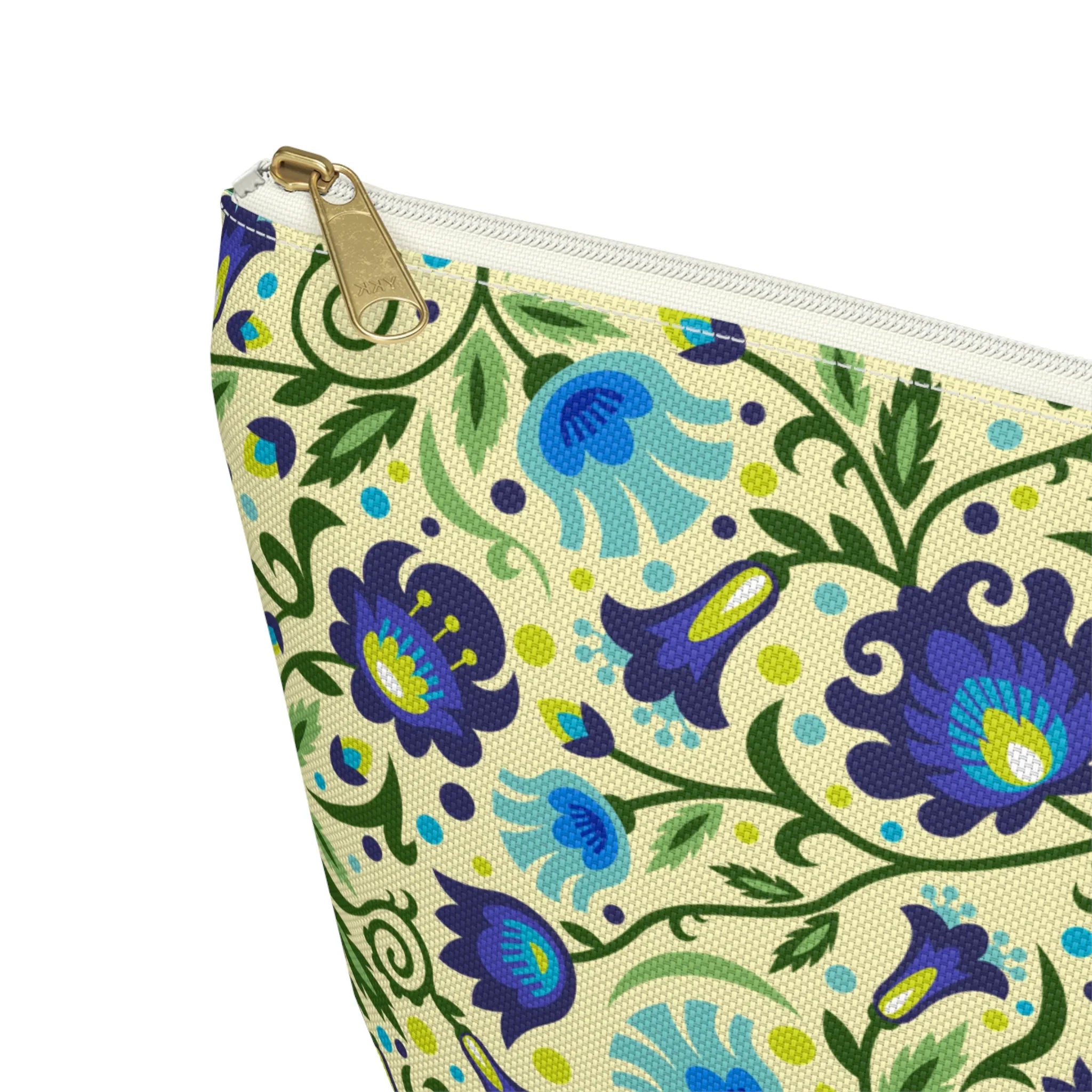 Gdańsk Blues Wycinanki Pouch over yellow - The Global Wanderer