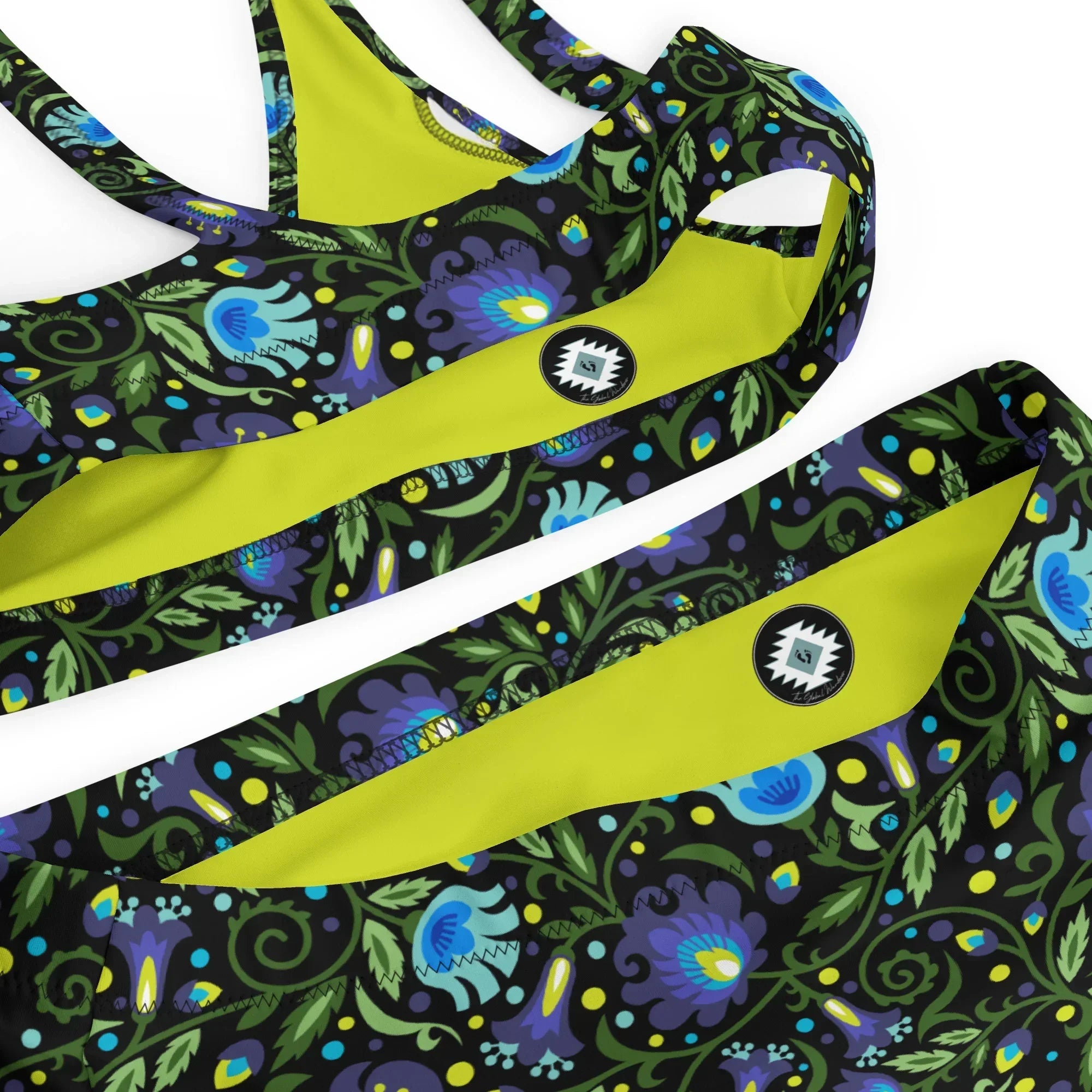 Gdańsk Blues Wycinanki Recycled High-Waisted Bikini over black - The Global Wanderer