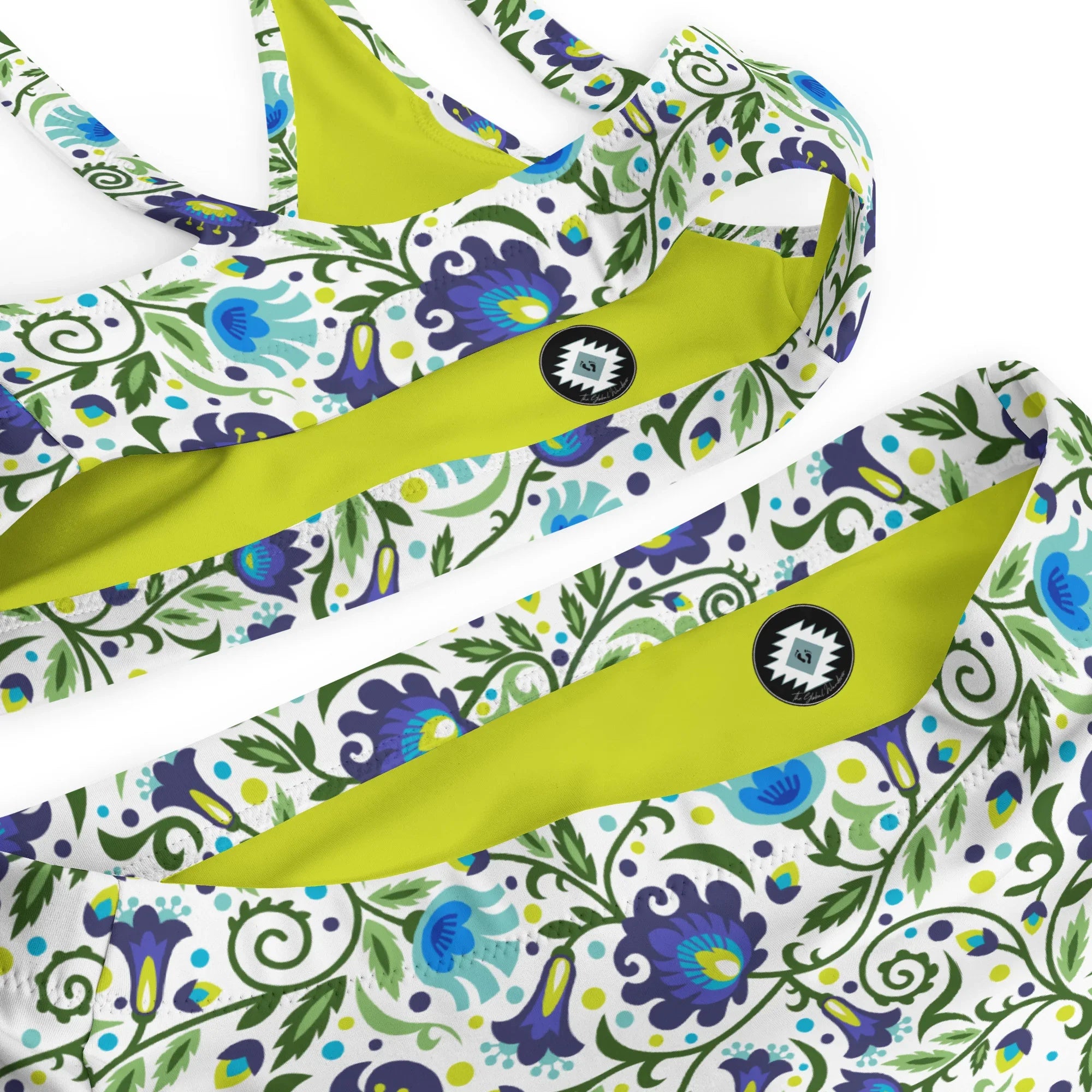 Gdańsk Blues Wycinanki Recycled High-Waisted Bikini over white - The Global Wanderer