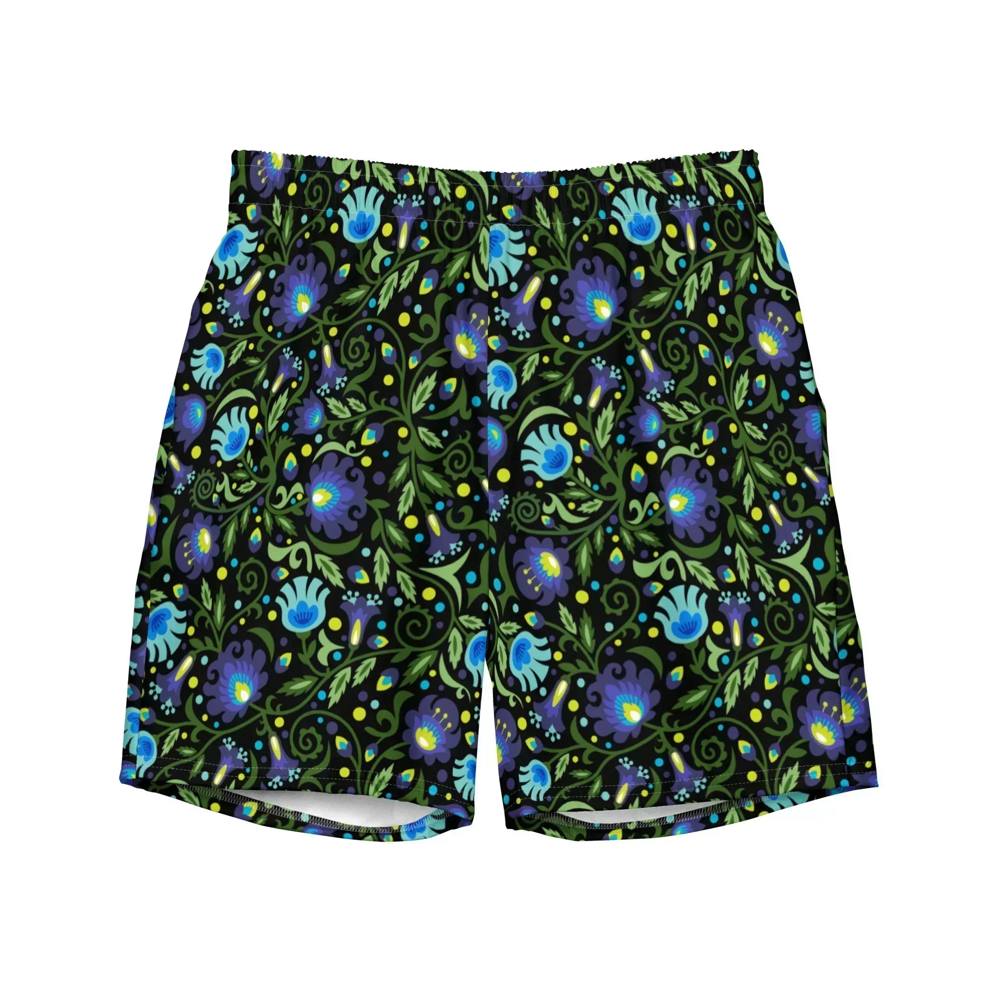Gdańsk Blues Wycinanki Recycled Swim Trunk over black - The Global Wanderer