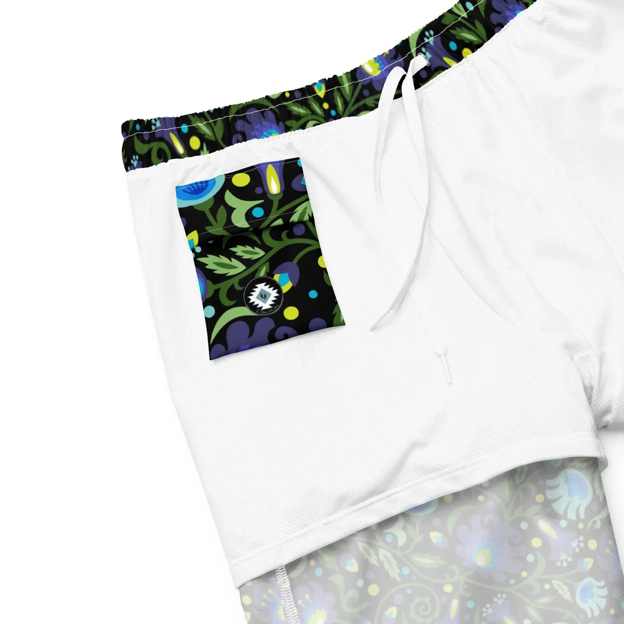 Gdańsk Blues Wycinanki Recycled Swim Trunk over black - The Global Wanderer