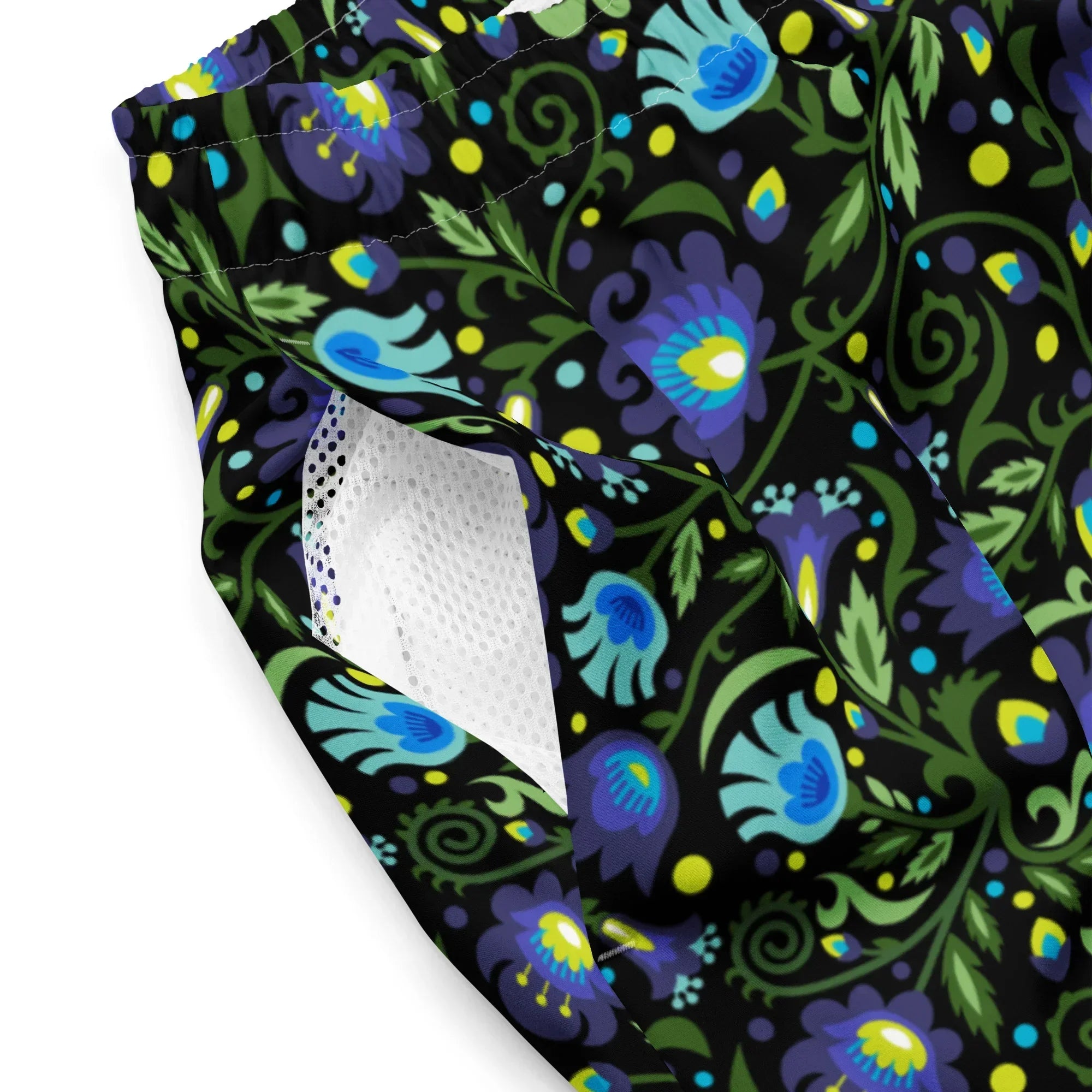 Gdańsk Blues Wycinanki Recycled Swim Trunk over black - The Global Wanderer