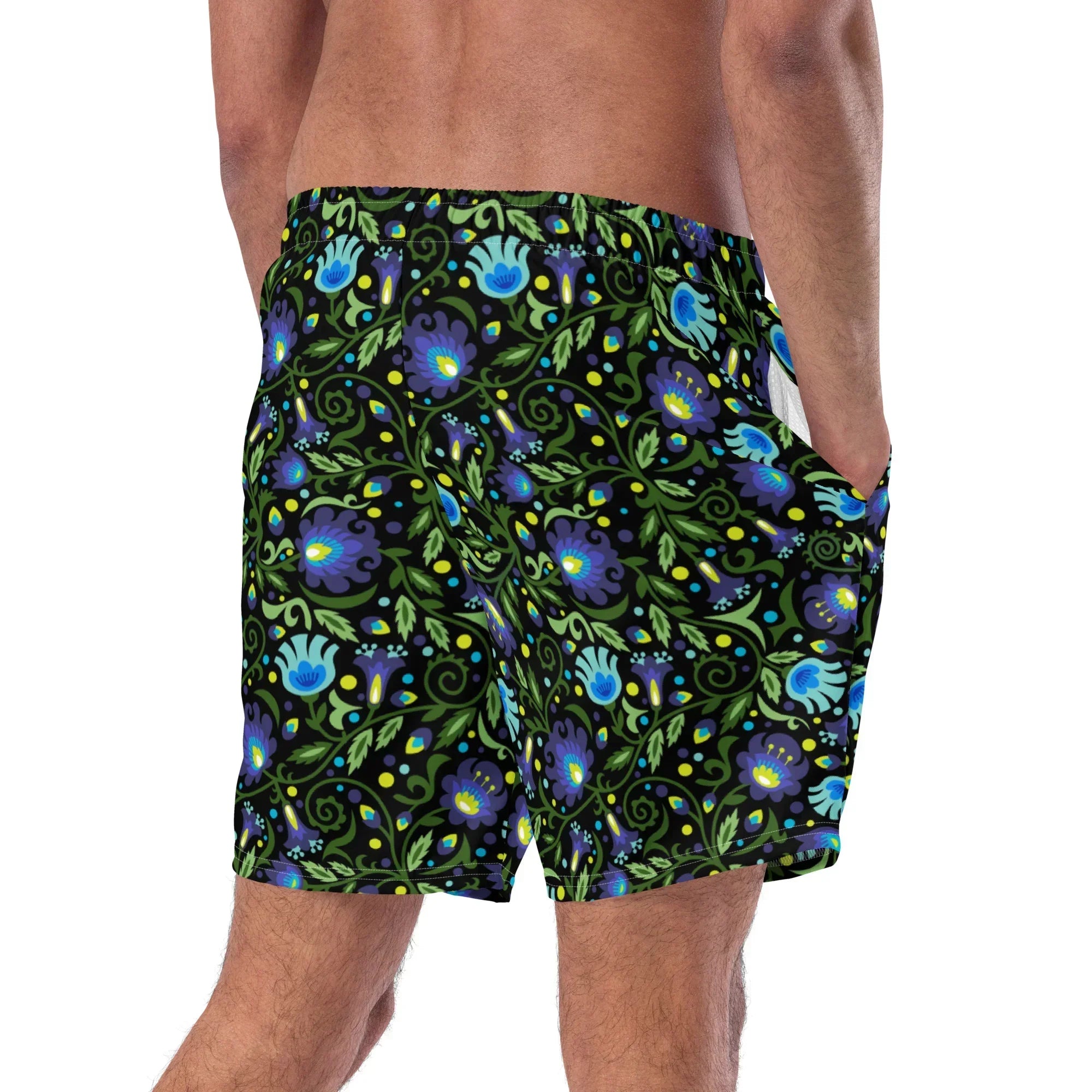 Gdańsk Blues Wycinanki Recycled Swim Trunk over black - The Global Wanderer