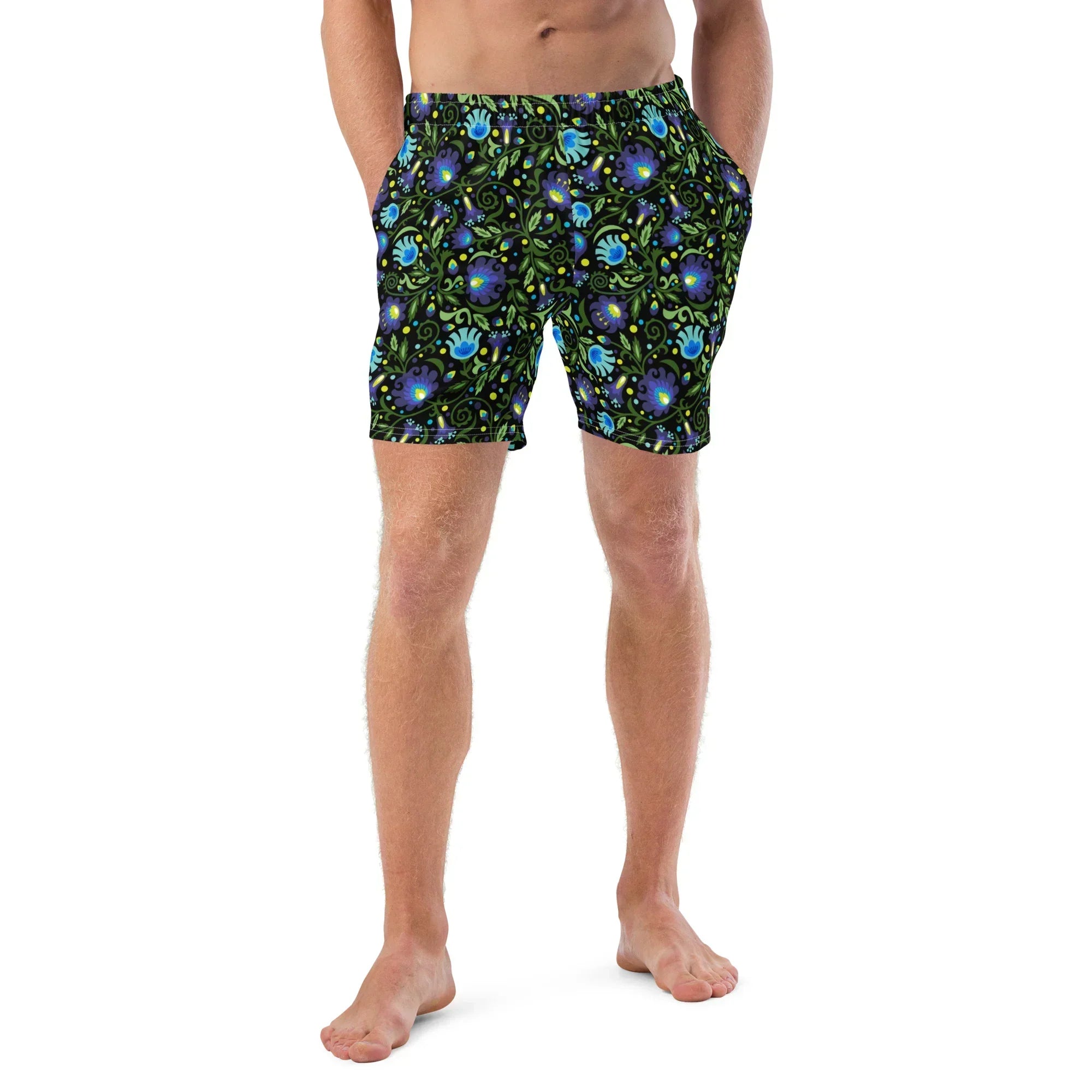 Gdańsk Blues Wycinanki Recycled Swim Trunk over black - The Global Wanderer