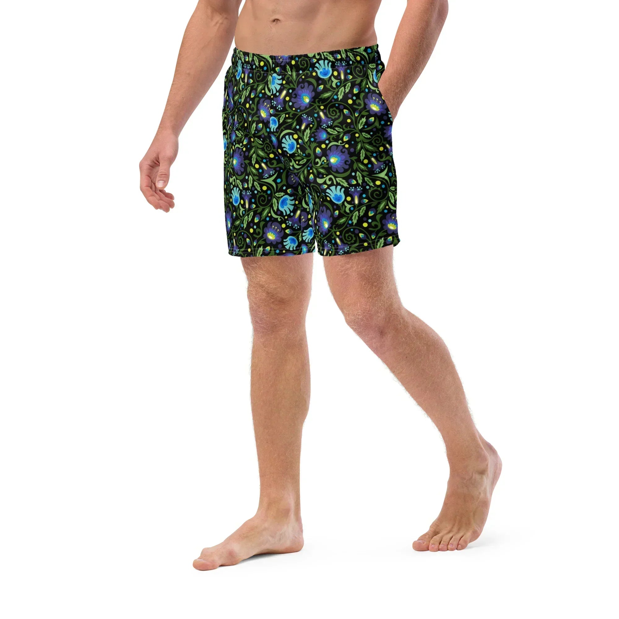 Gdańsk Blues Wycinanki Recycled Swim Trunk over black - The Global Wanderer