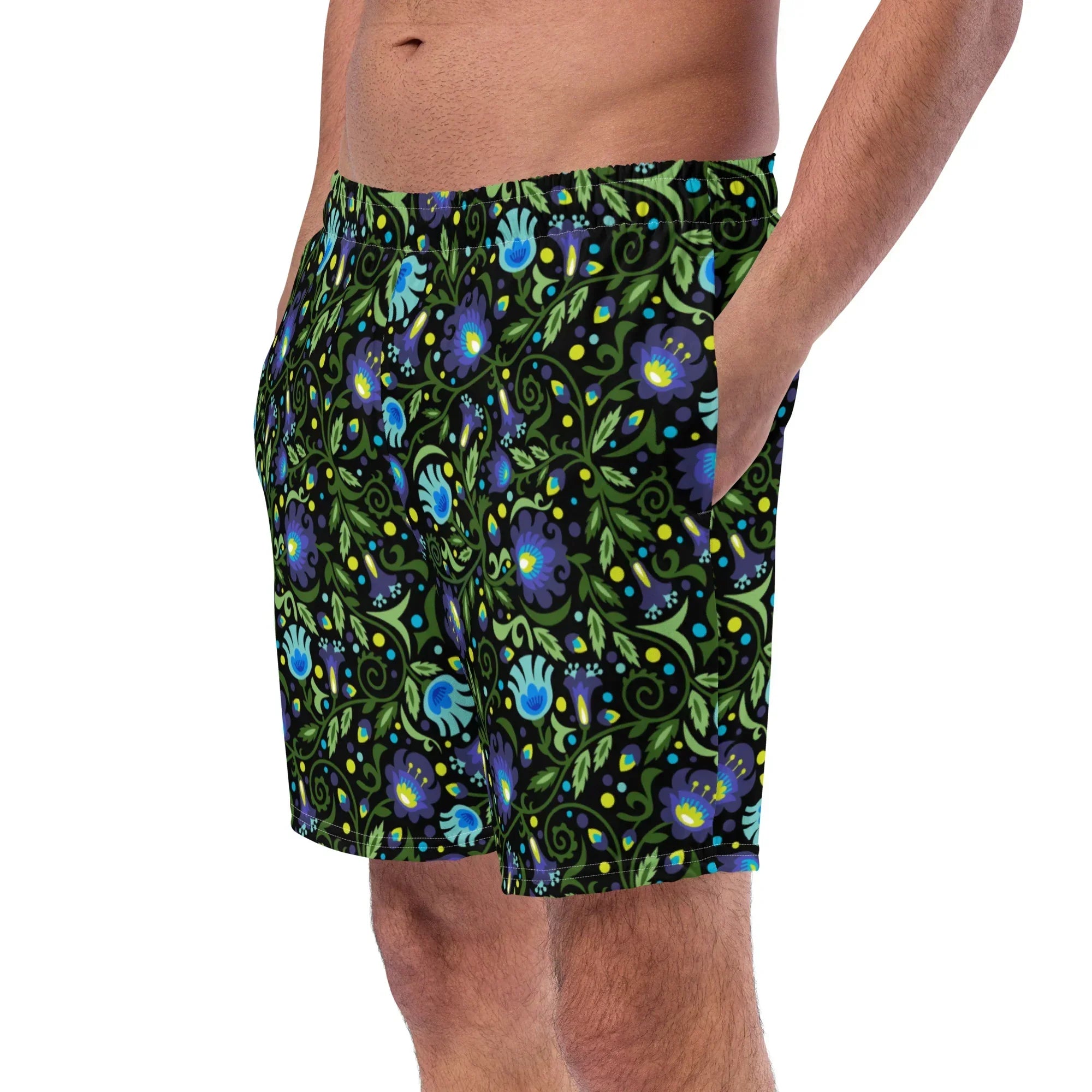 Gdańsk Blues Wycinanki Recycled Swim Trunk over black - The Global Wanderer