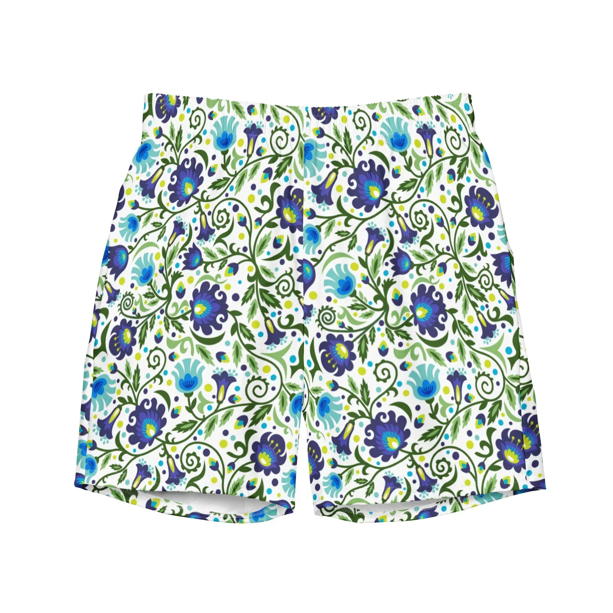 Gdańsk Blues Wycinanki Recycled Swim Trunk over white - The Global Wanderer