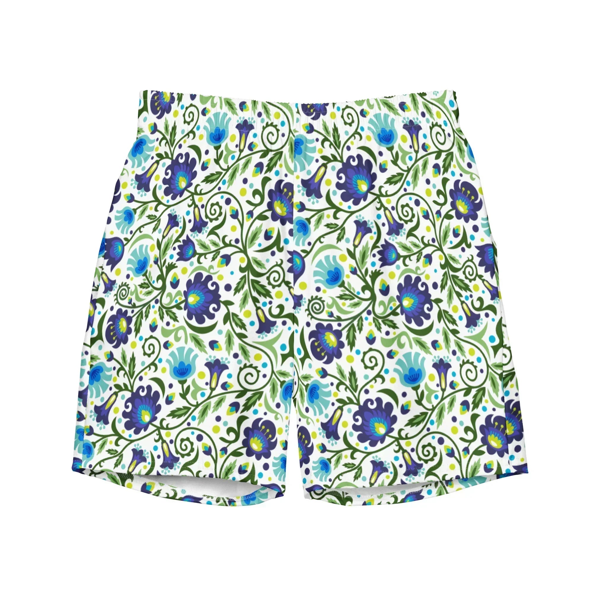 Gdańsk Blues Wycinanki Recycled Swim Trunk over white - The Global Wanderer