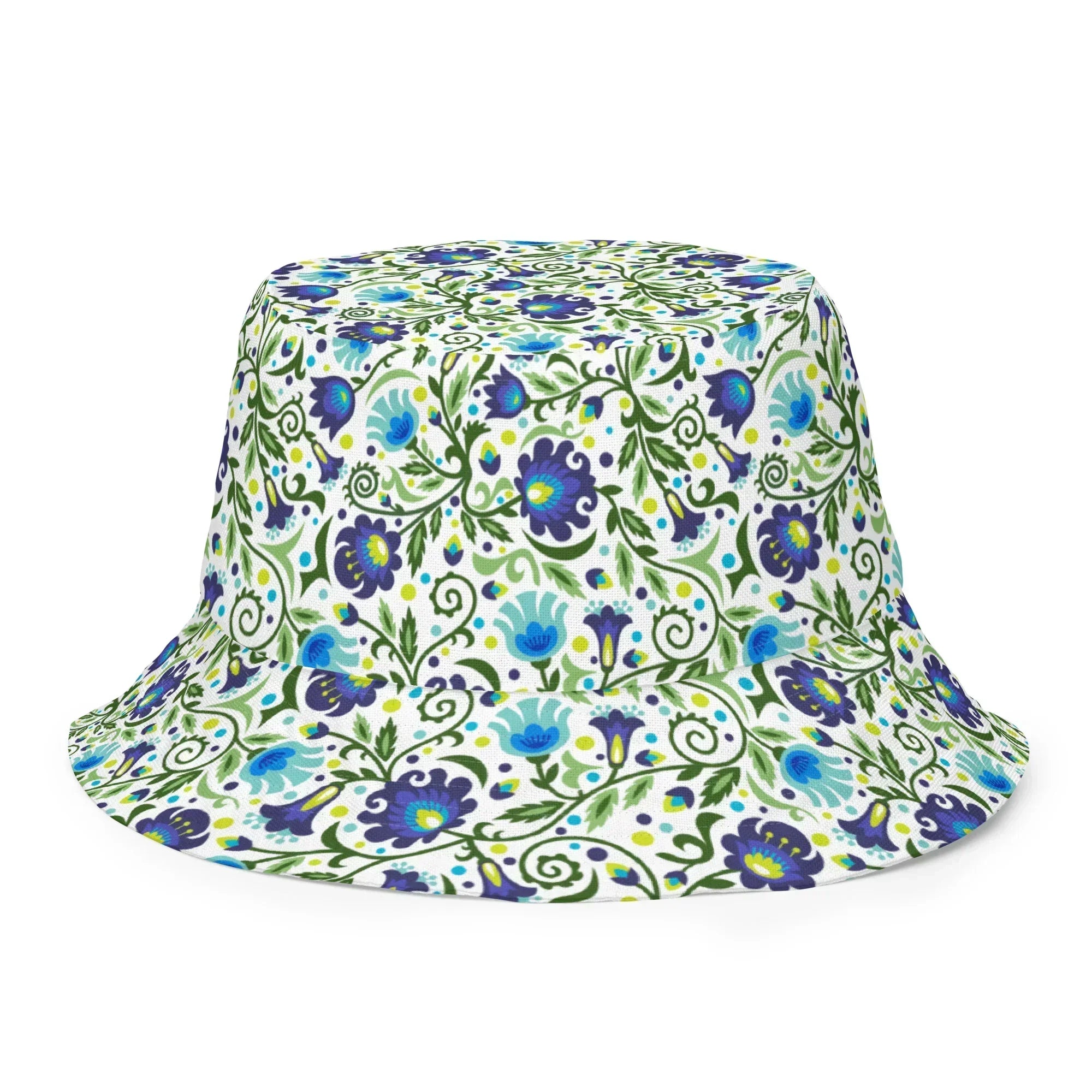 Gdańsk Blues Wycinanki Reversible Bucket Hat over white - The Global Wanderer