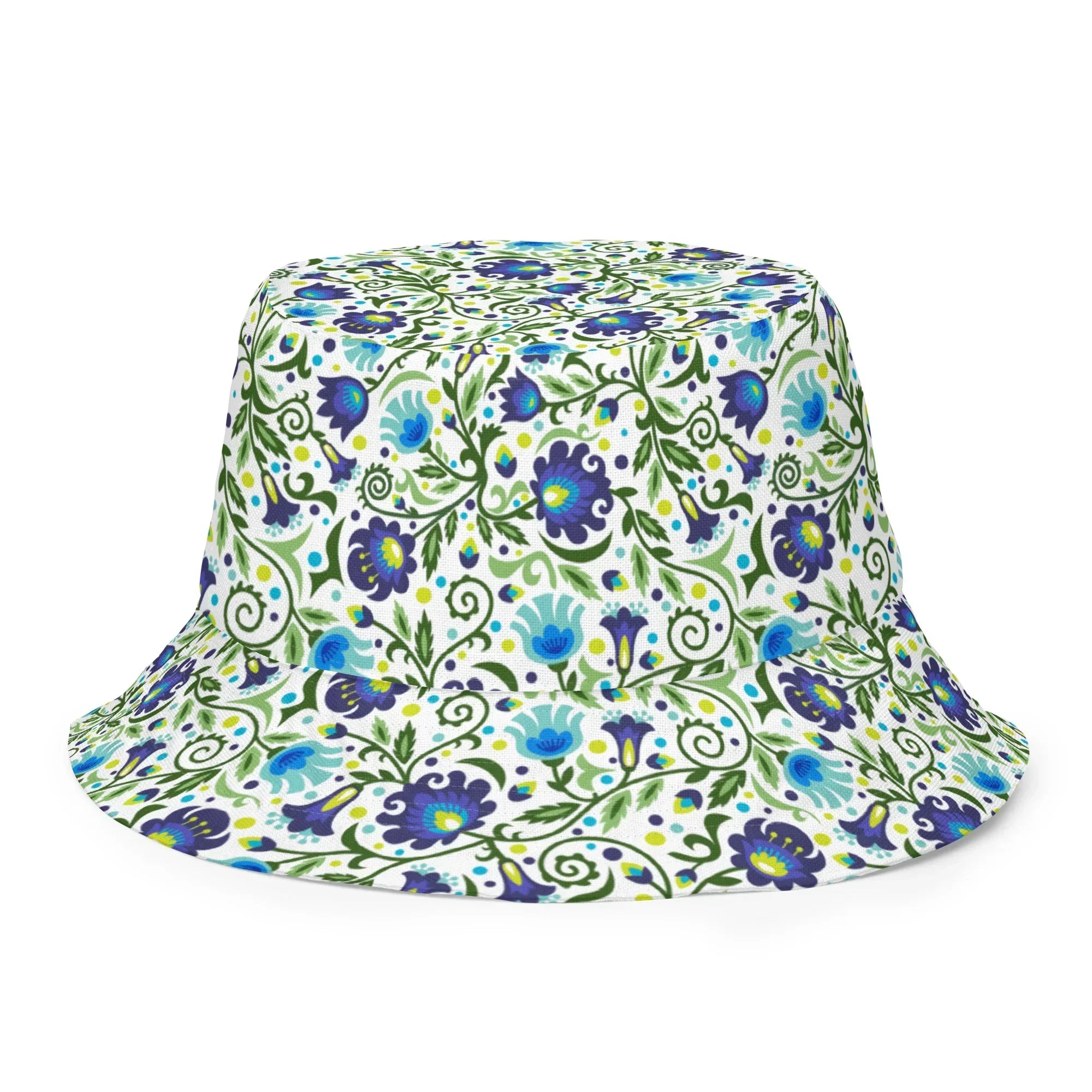 Gdańsk Blues Wycinanki Reversible Bucket Hat over white - The Global Wanderer