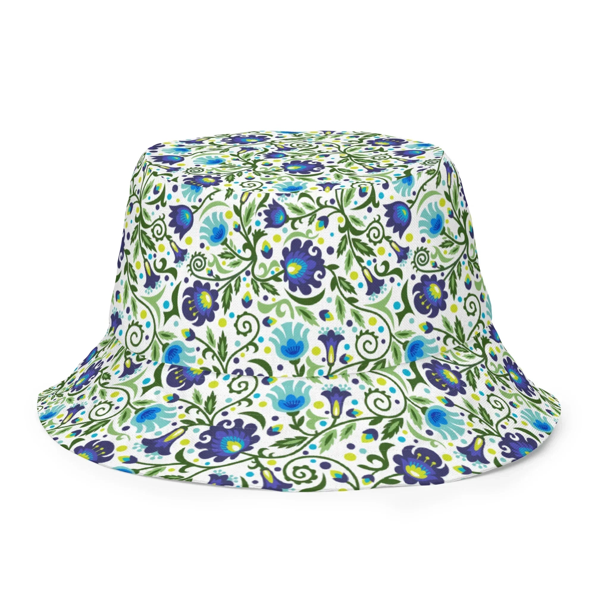 Gdańsk Blues Wycinanki Reversible Bucket Hat over white - The Global Wanderer