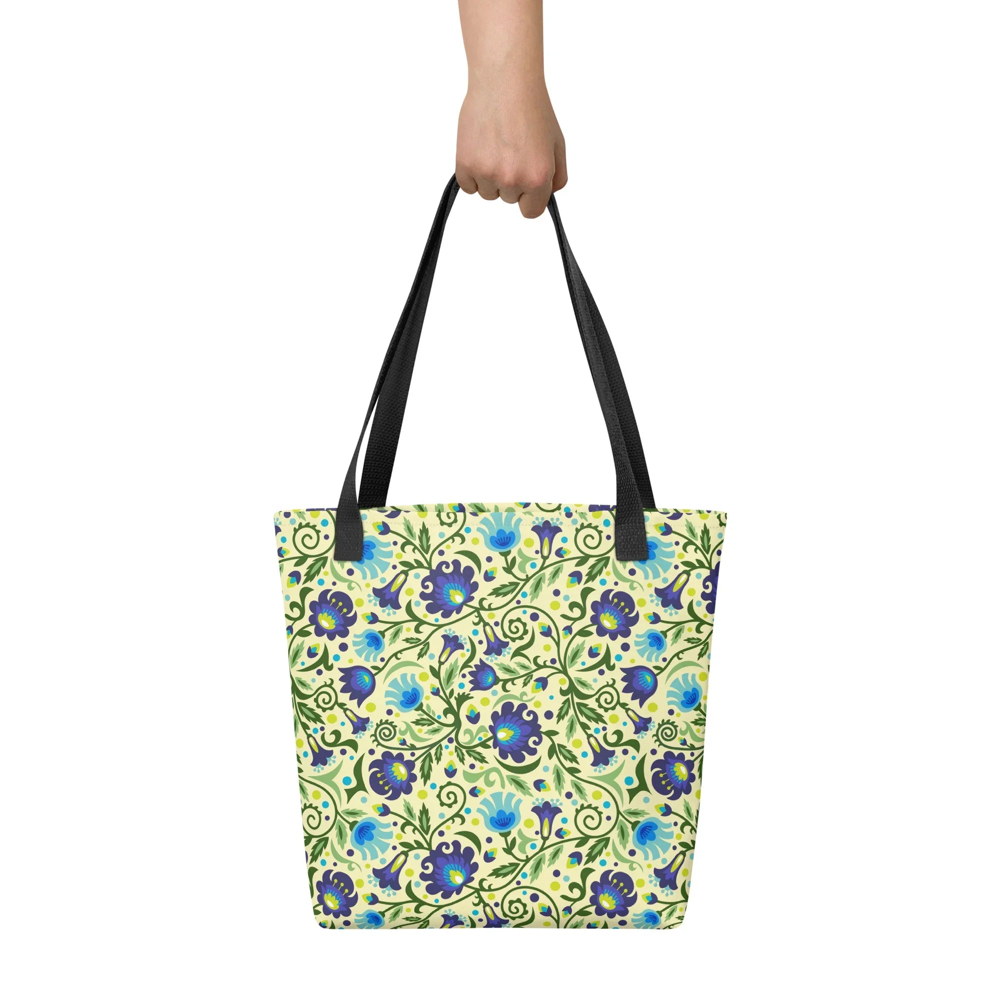 Gdańsk Blues Wycinanki Tote Bag over yellow - The Global Wanderer