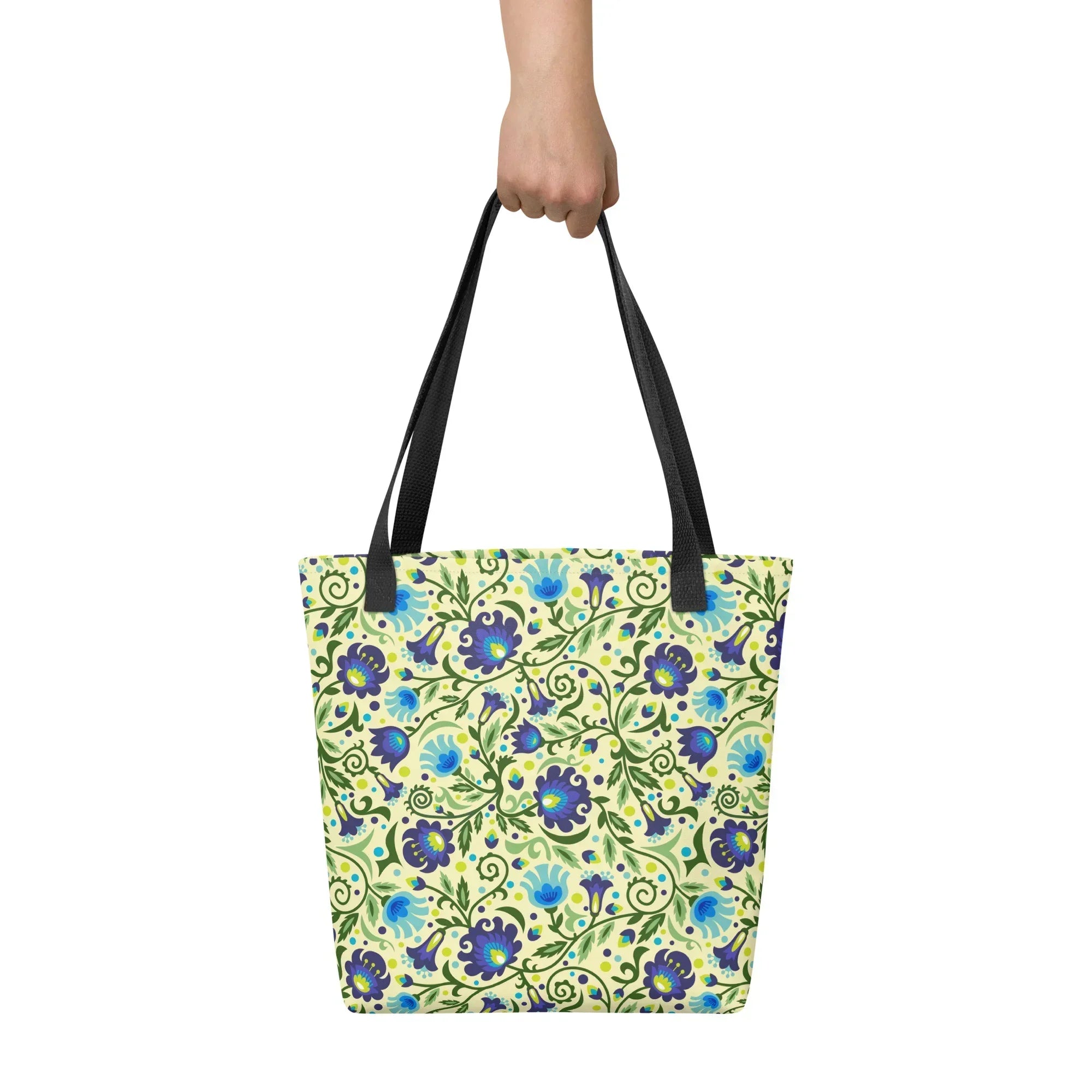 Gdańsk Blues Wycinanki Tote Bag over yellow - The Global Wanderer