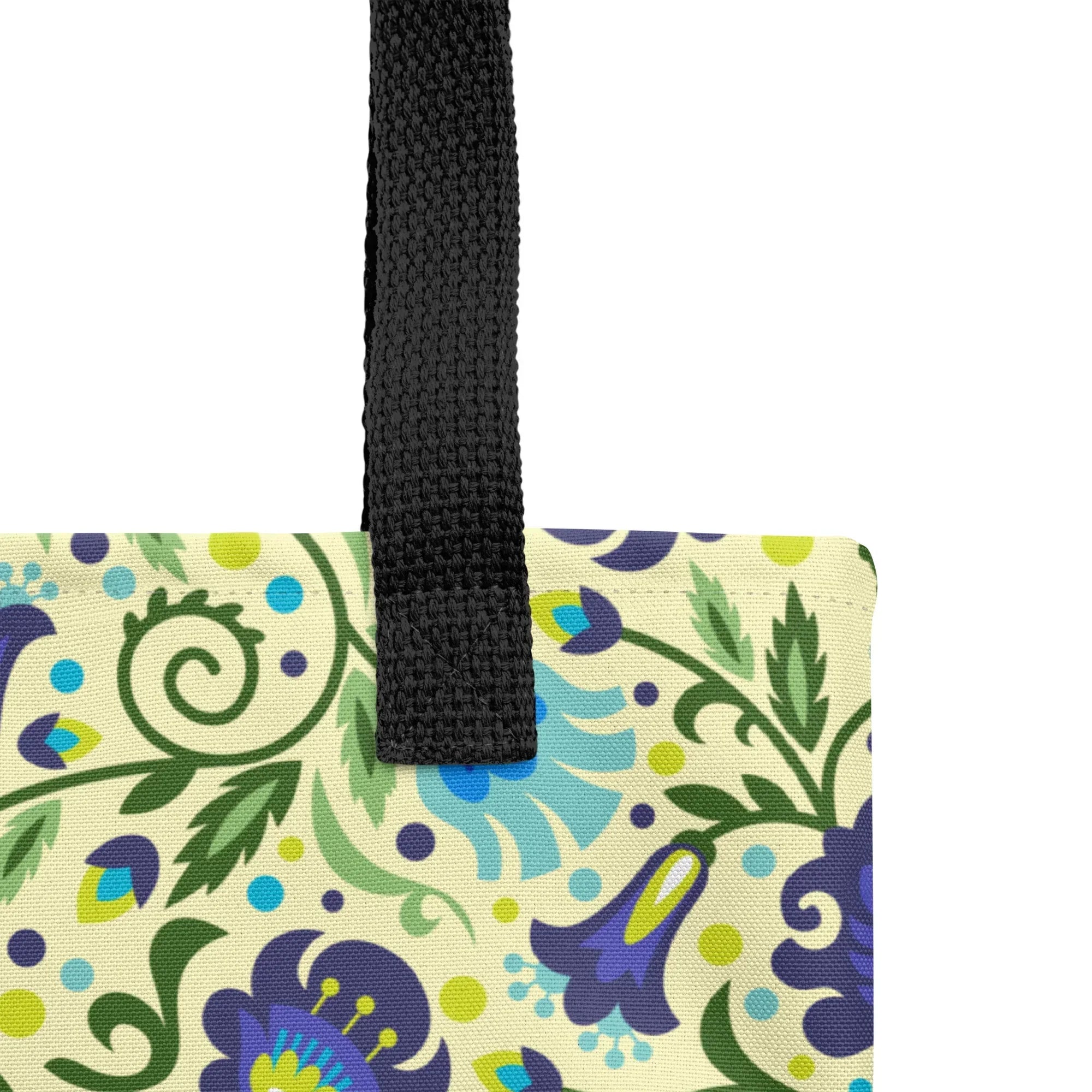 Gdańsk Blues Wycinanki Tote Bag over yellow - The Global Wanderer