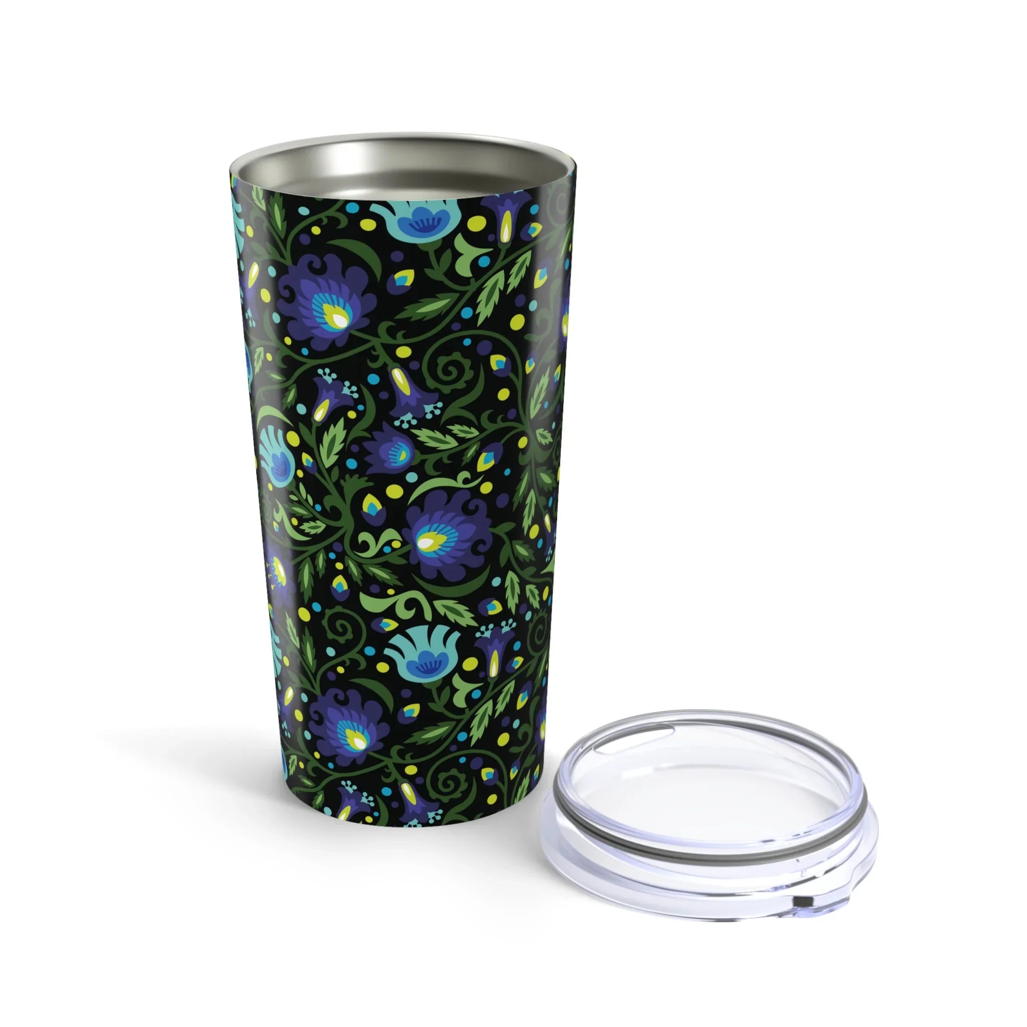 Gdańsk Blues Wycinanki Tumbler over black - The Global Wanderer