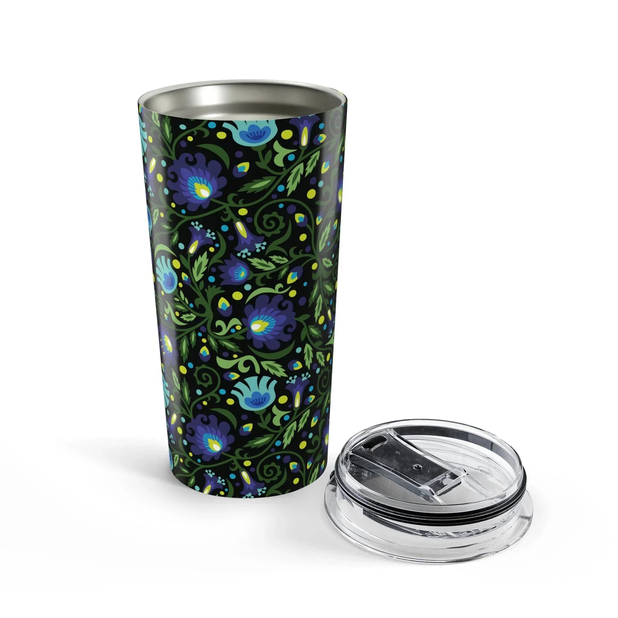 Gdańsk Blues Wycinanki Tumbler over black - The Global Wanderer
