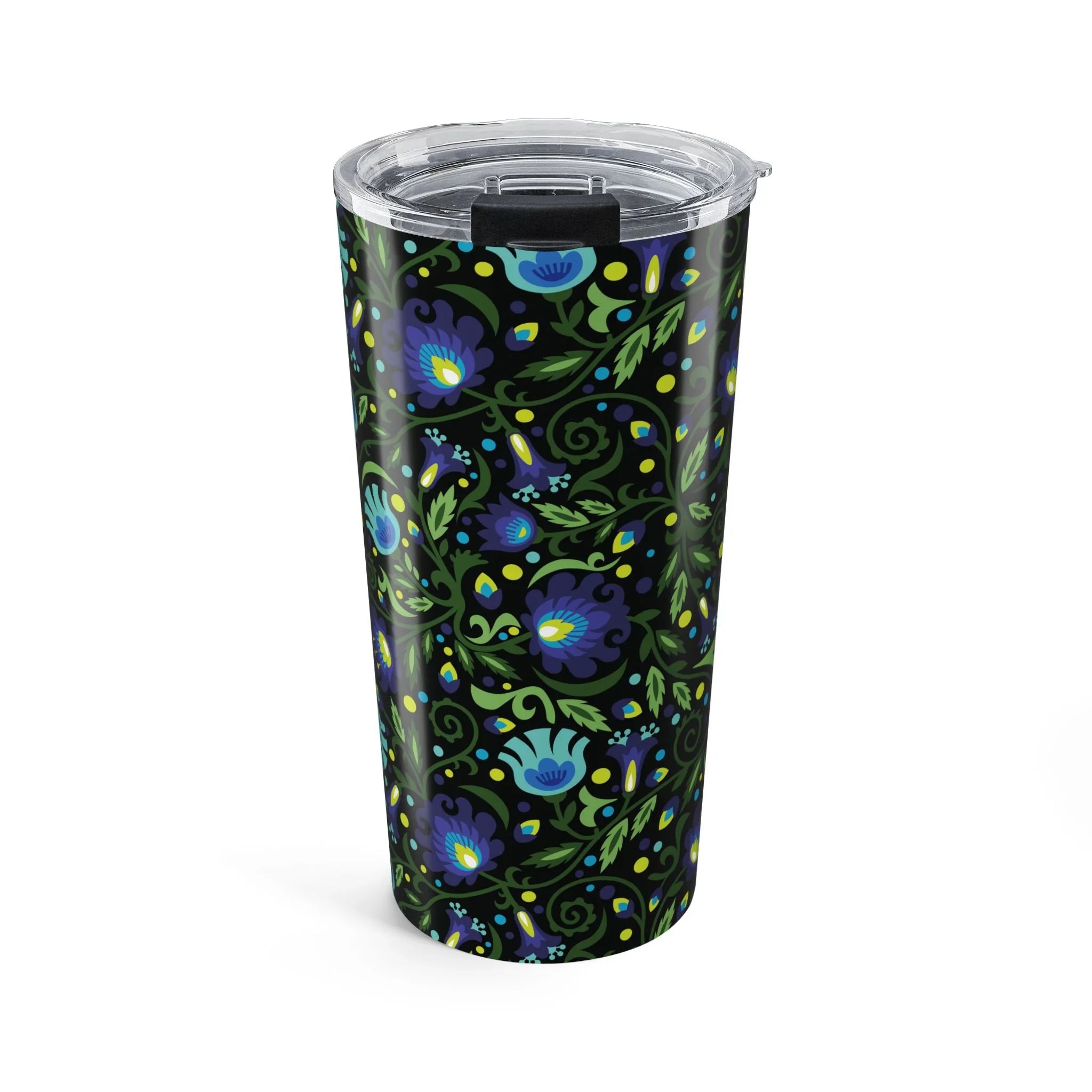 Gdańsk Blues Wycinanki Tumbler over black - The Global Wanderer