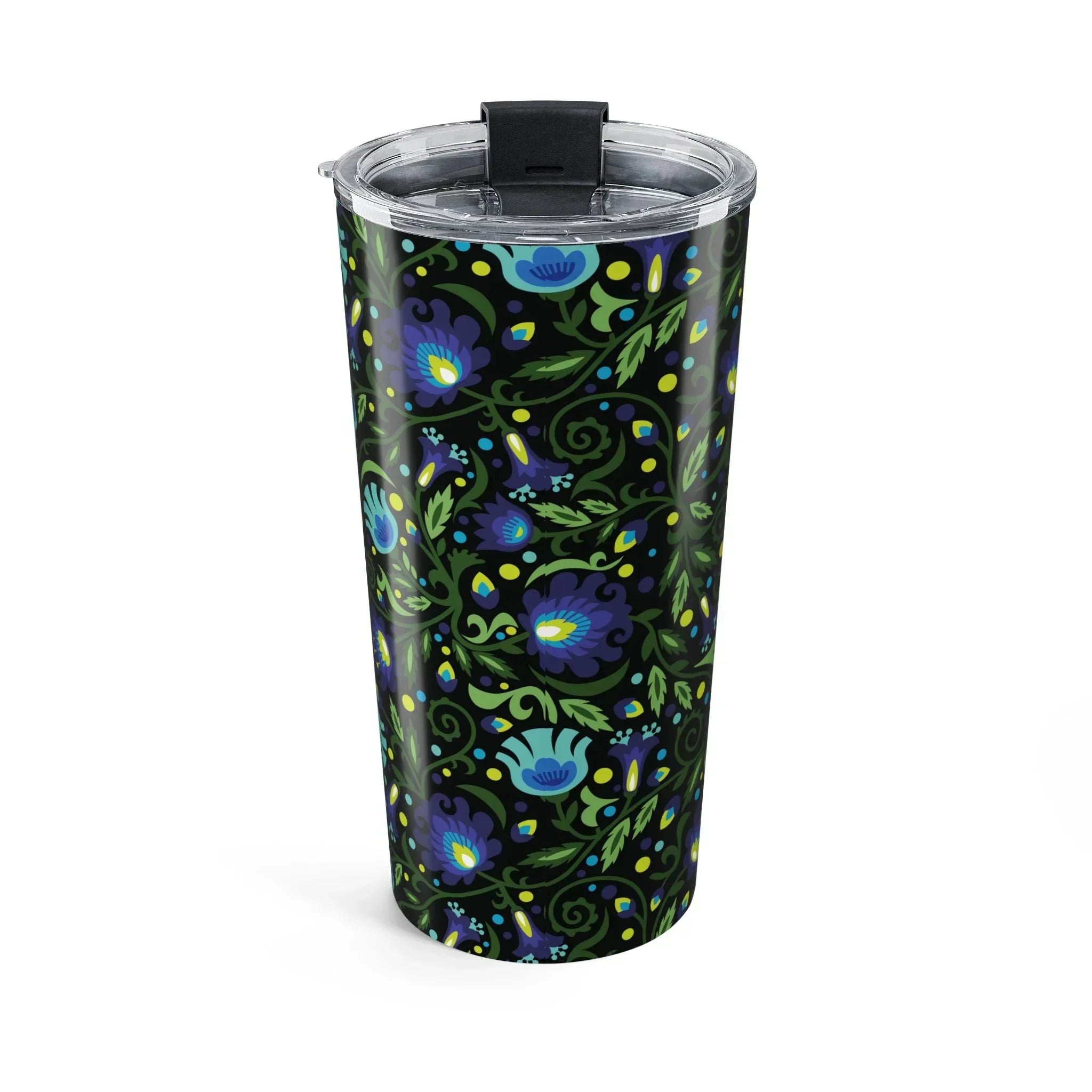 Gdańsk Blues Wycinanki Tumbler over black - The Global Wanderer
