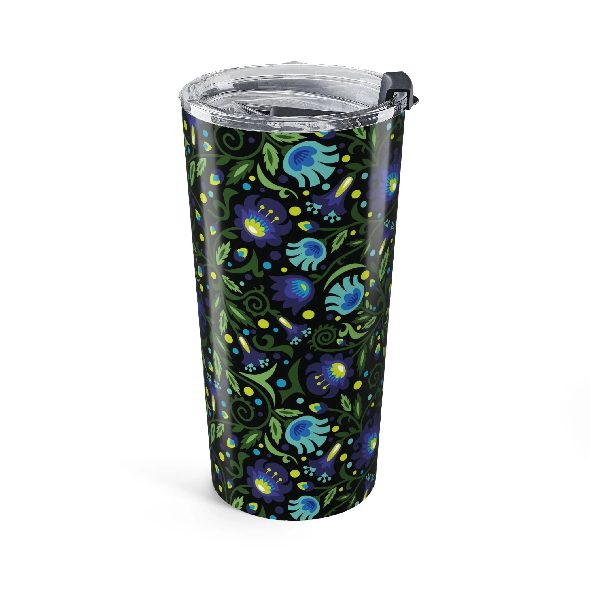 Gdańsk Blues Wycinanki Tumbler over black - The Global Wanderer