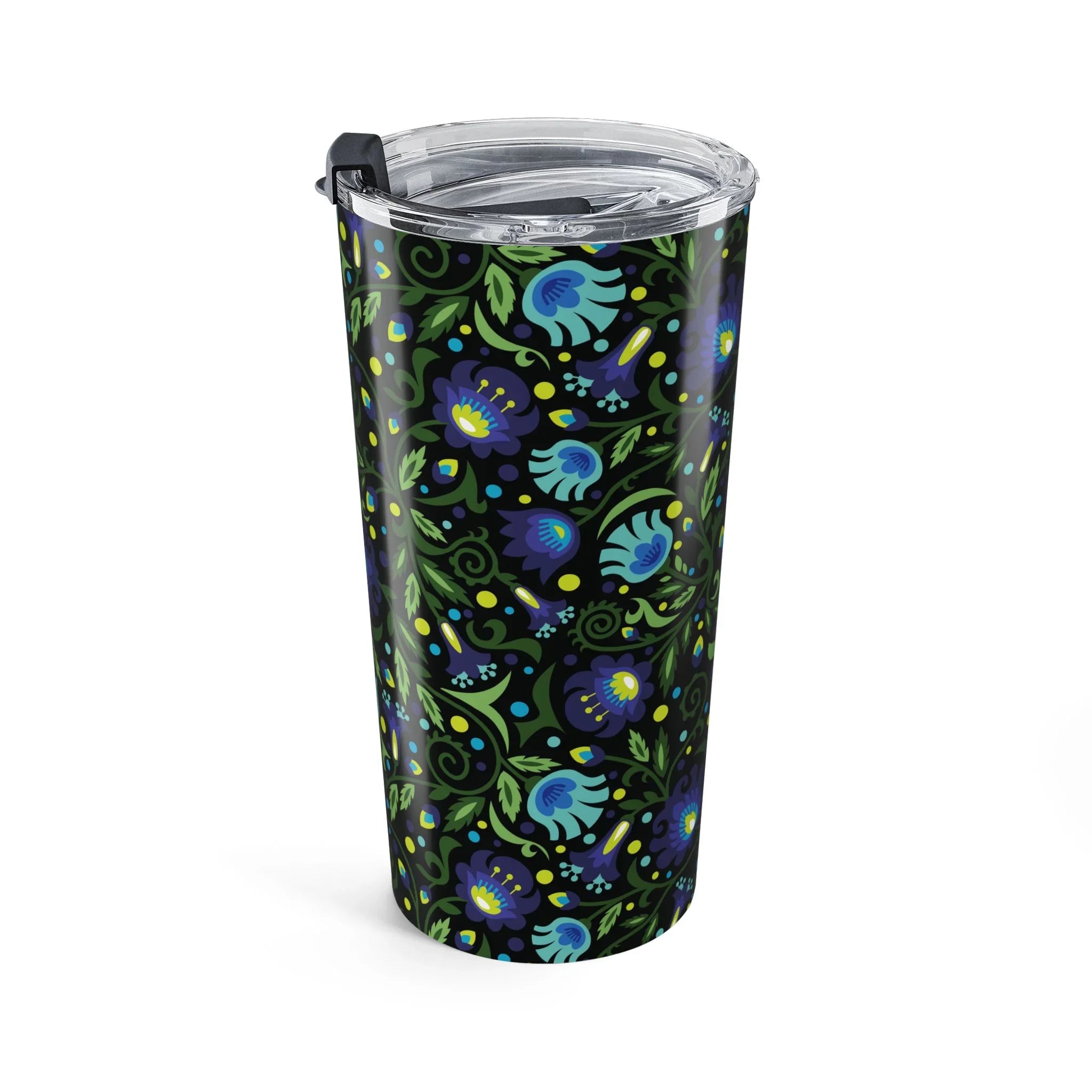 Gdańsk Blues Wycinanki Tumbler over black - The Global Wanderer