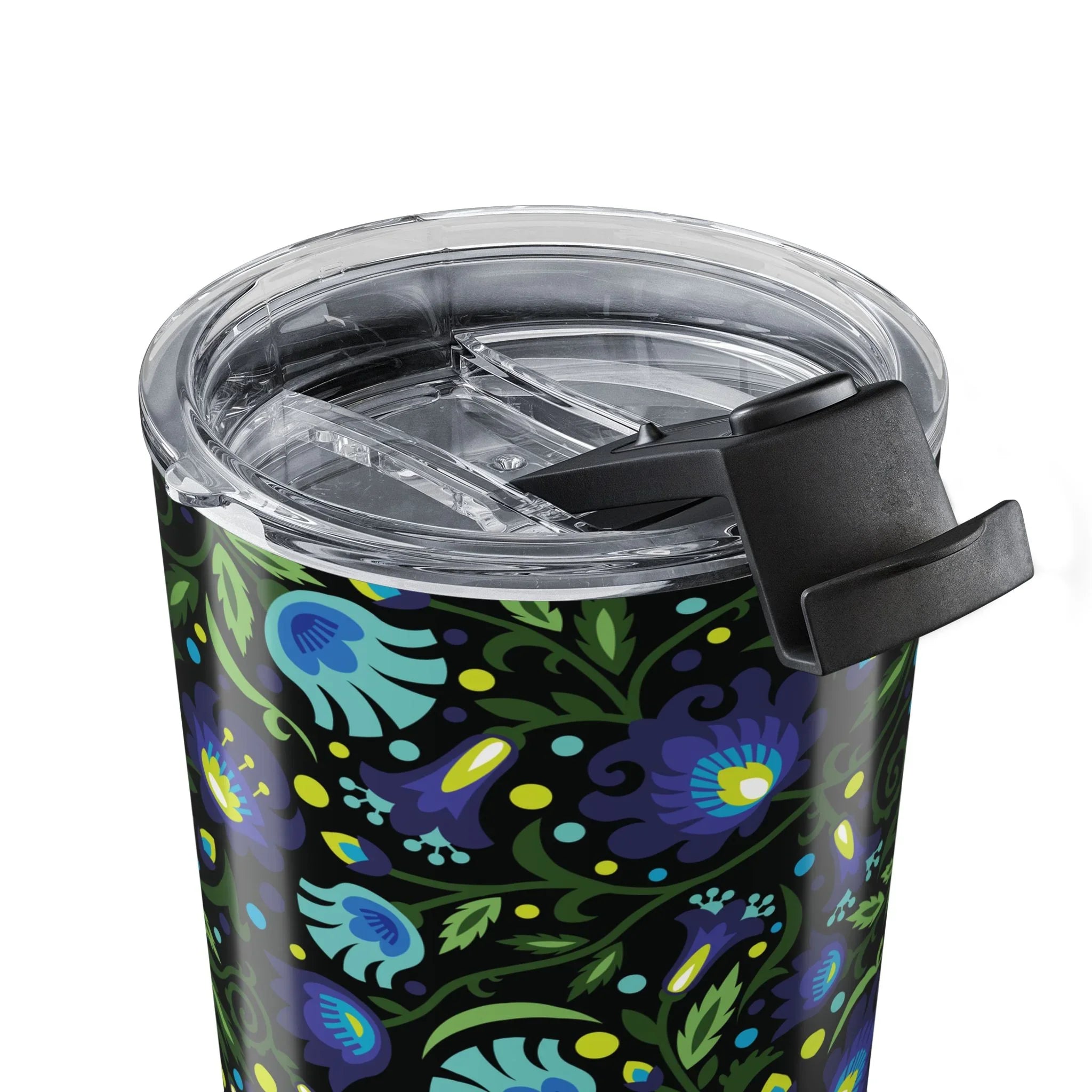 Gdańsk Blues Wycinanki Tumbler over black - The Global Wanderer