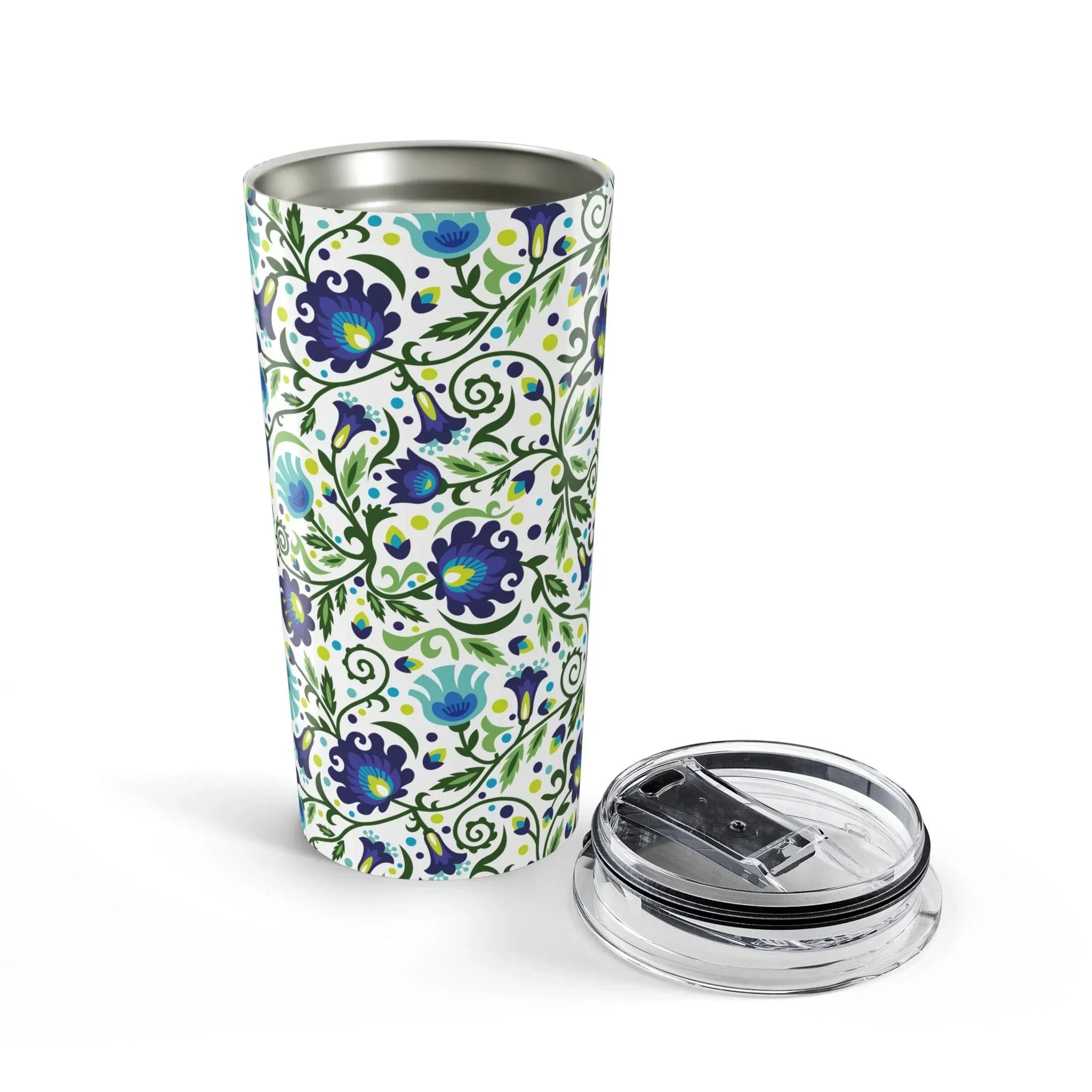 Gdańsk Blues Wycinanki Tumbler over white - The Global Wanderer