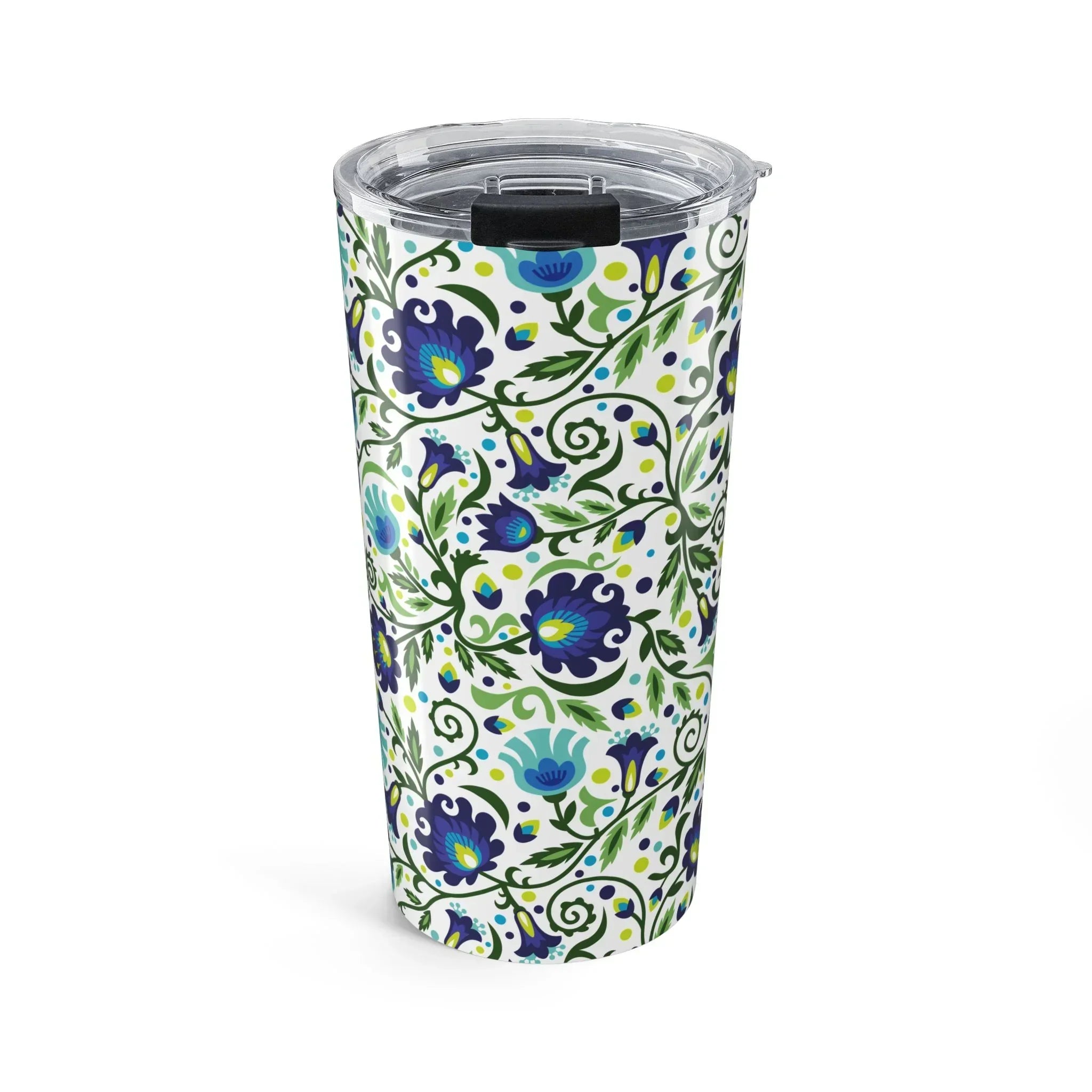Gdańsk Blues Wycinanki Tumbler over white - The Global Wanderer