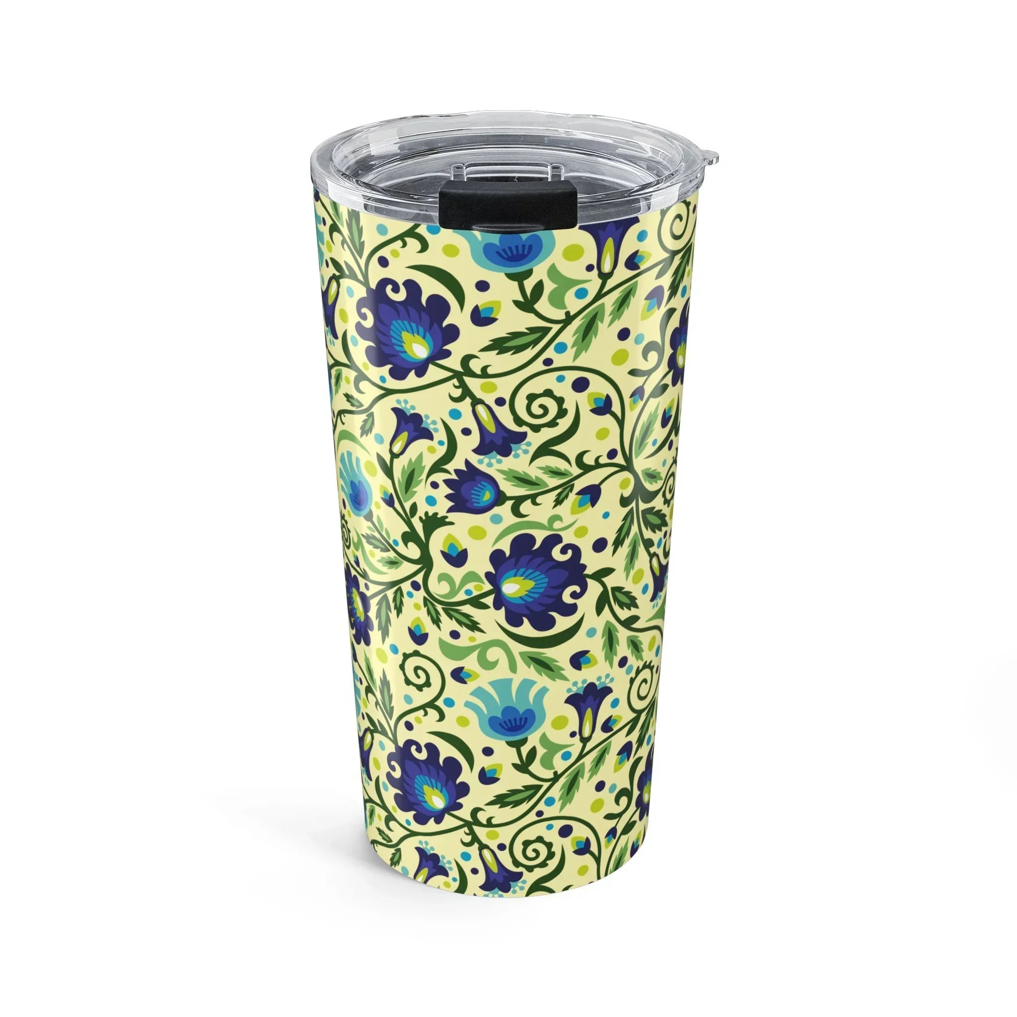 Gdańsk Blues Wycinanki Tumbler over yellow - The Global Wanderer