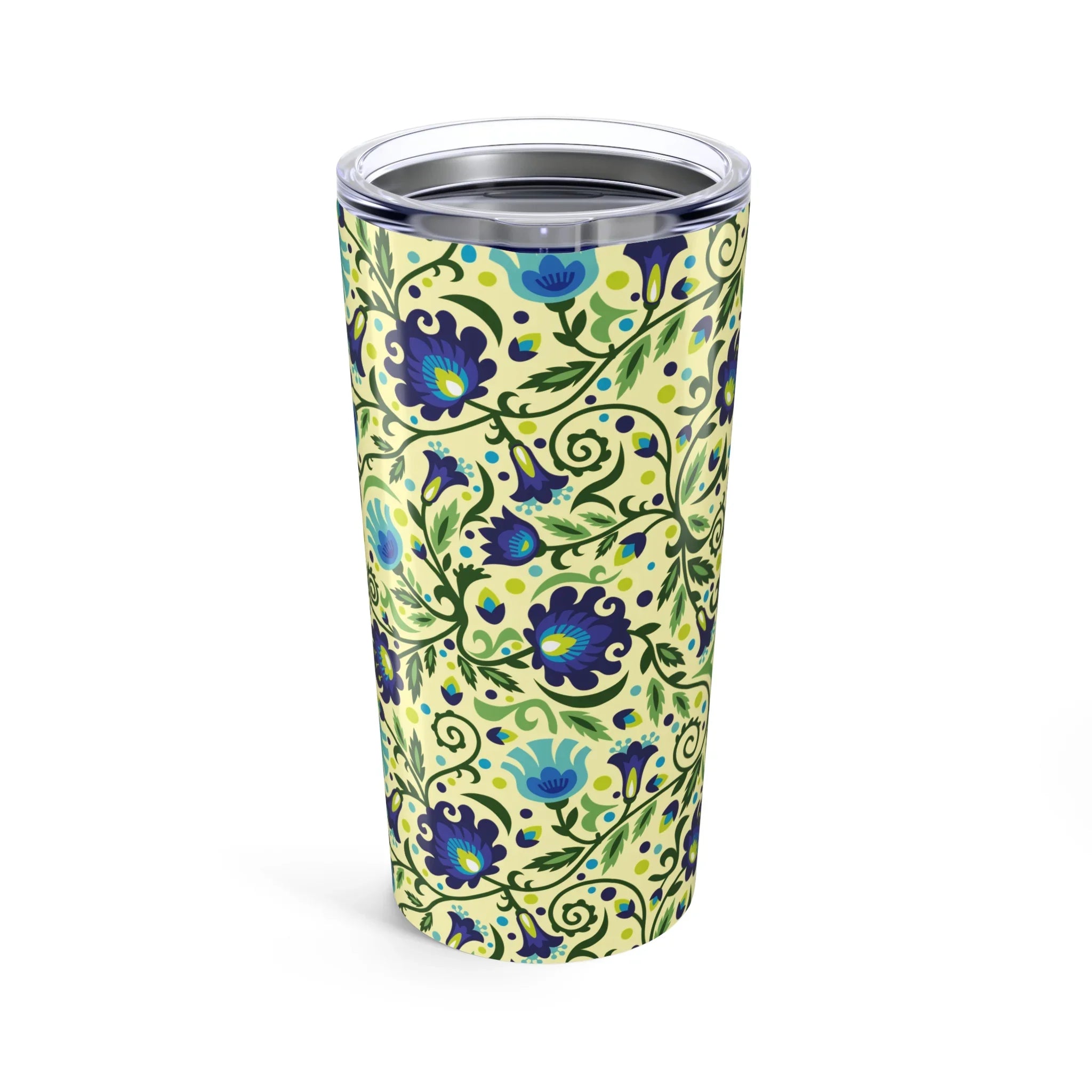 Gdańsk Blues Wycinanki Tumbler over yellow - The Global Wanderer