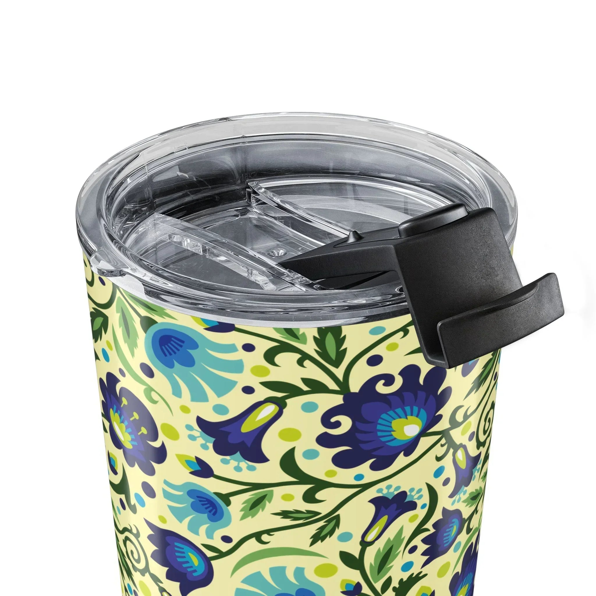 Gdańsk Blues Wycinanki Tumbler over yellow - The Global Wanderer