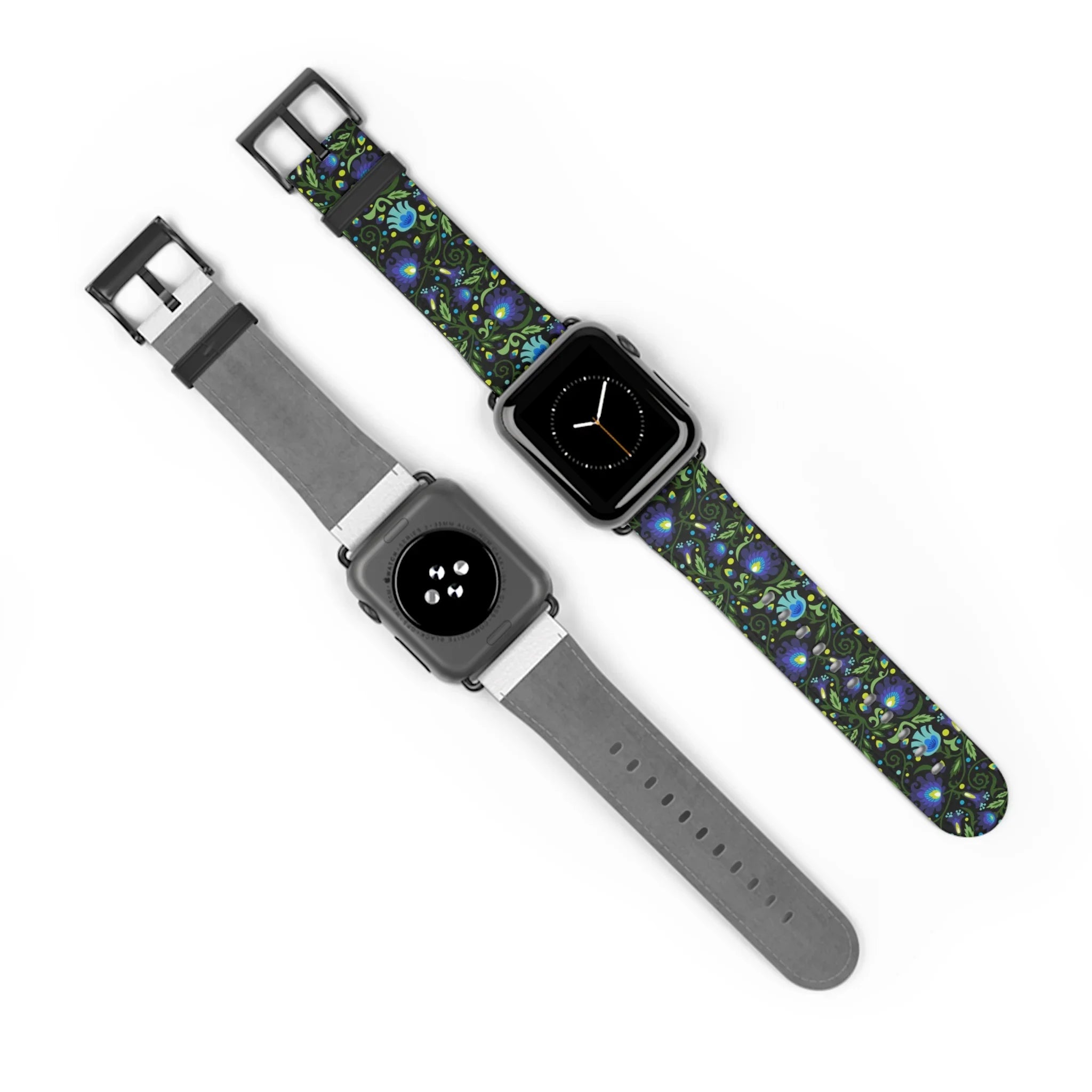 Gdańsk Blues Wycinanki Watch Band over black - The Global Wanderer