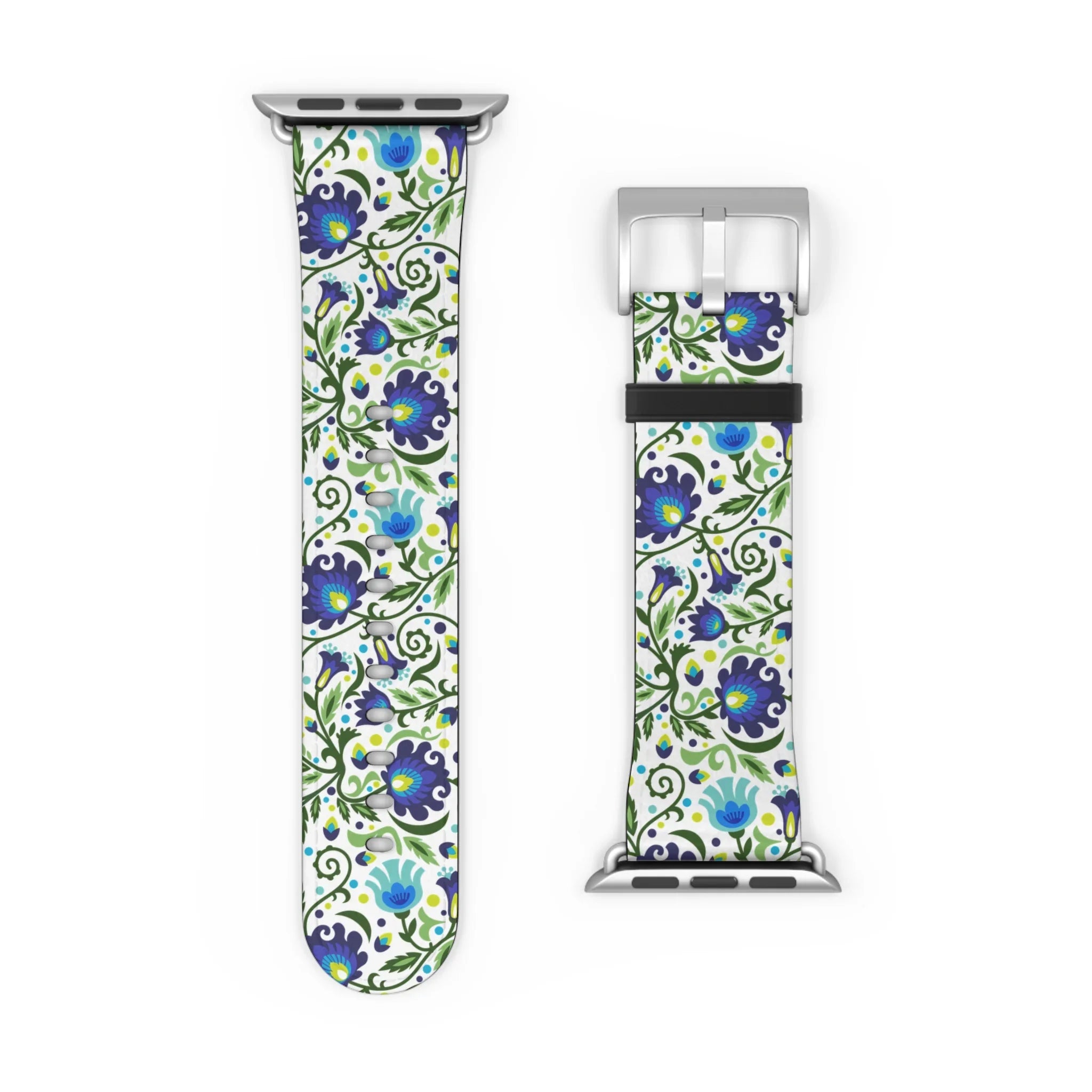 Gdańsk Blues Wycinanki Watch Band over white - The Global Wanderer