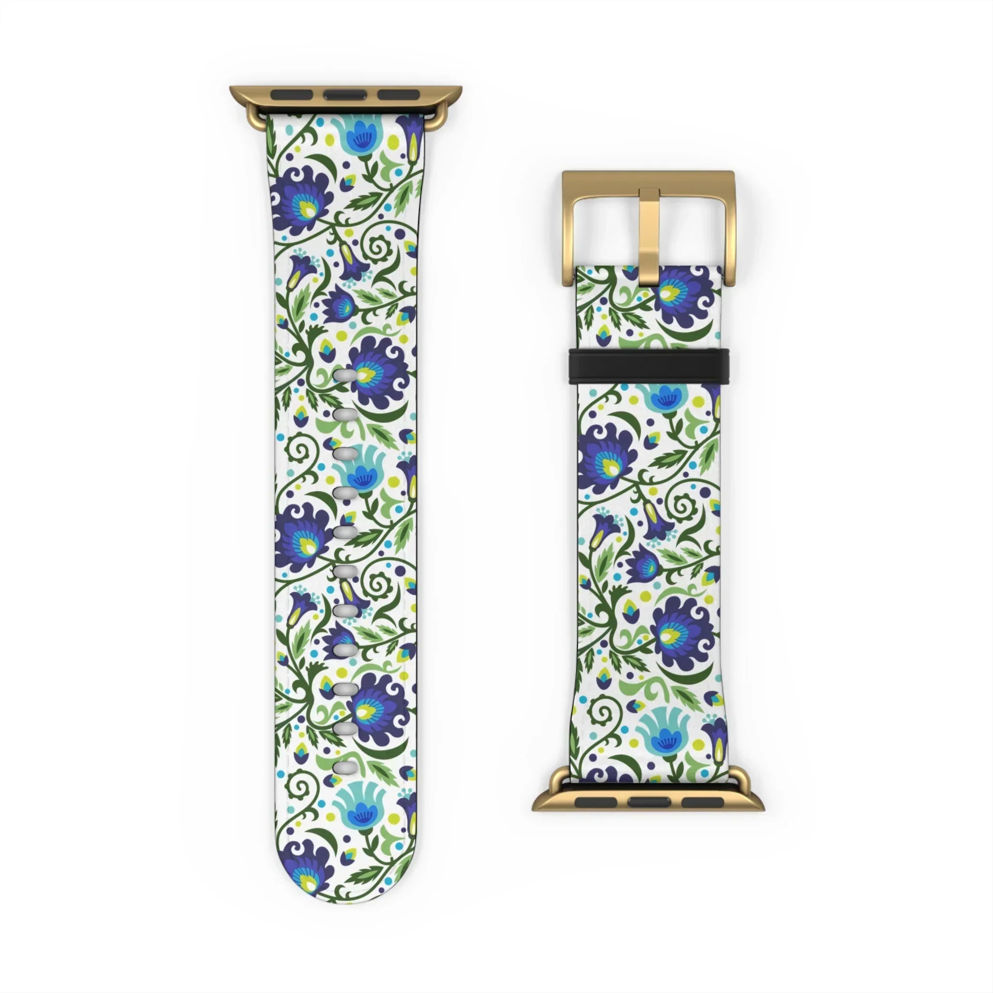 Gdańsk Blues Wycinanki Watch Band over white - The Global Wanderer