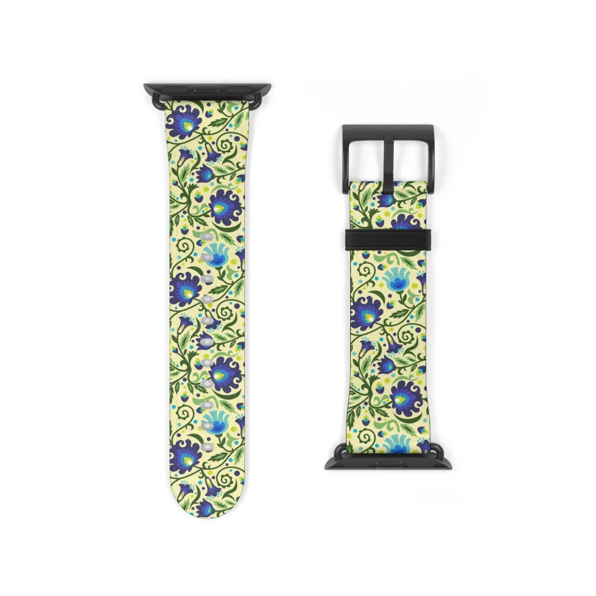 Gdańsk Blues Wycinanki Watch Band over yellow - The Global Wanderer