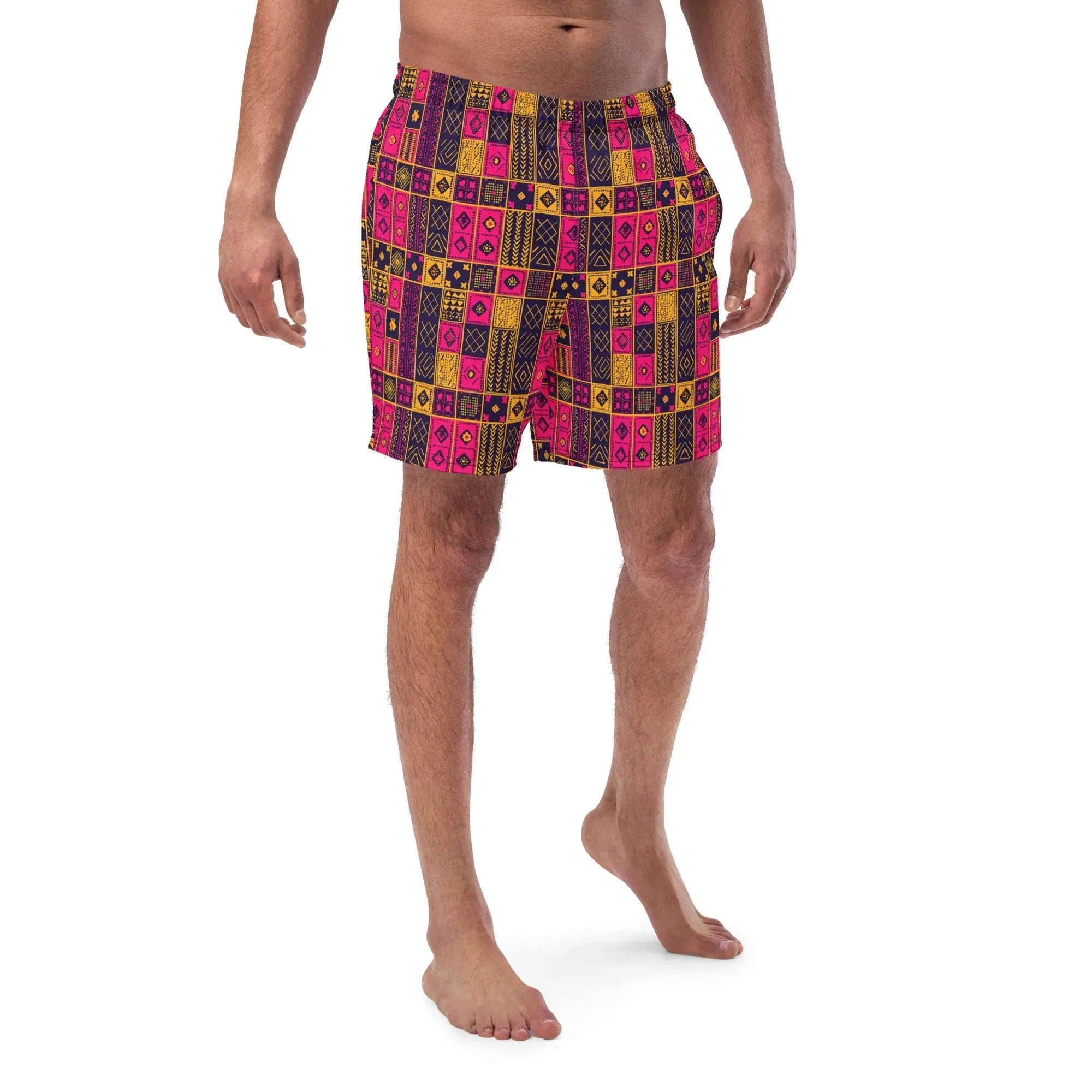 Ghanaian Kente Cloth Recycled Men's Swim Trunks - The Global Wanderer