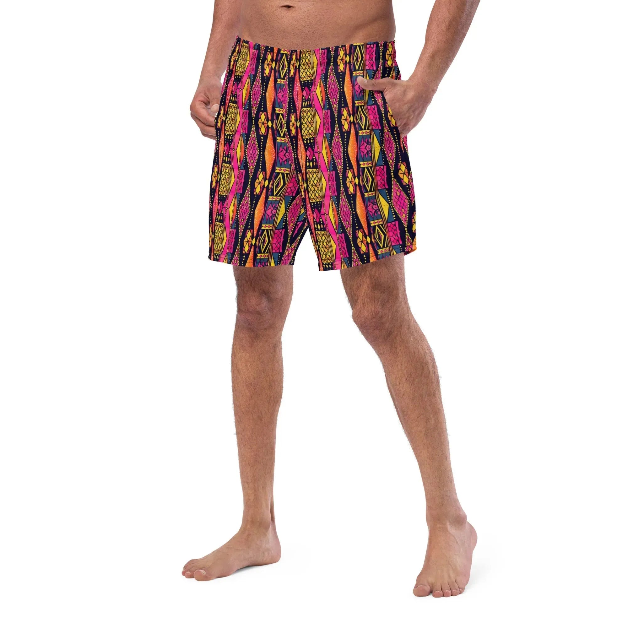 Ghanaian Kente Cloth Recycled Men's Swim Trunks - The Global Wanderer