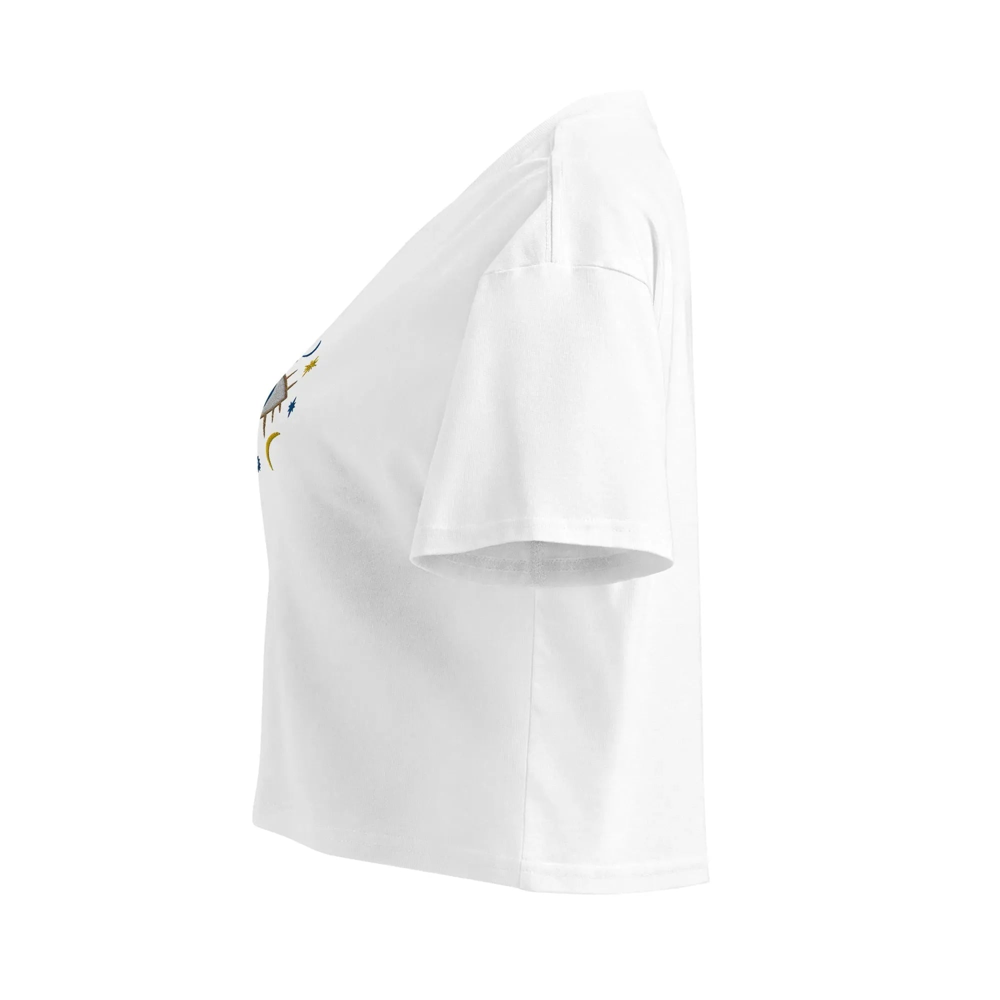 Greek Evil Eye Embroidered Cropped T-Shirt - The Global Wanderer