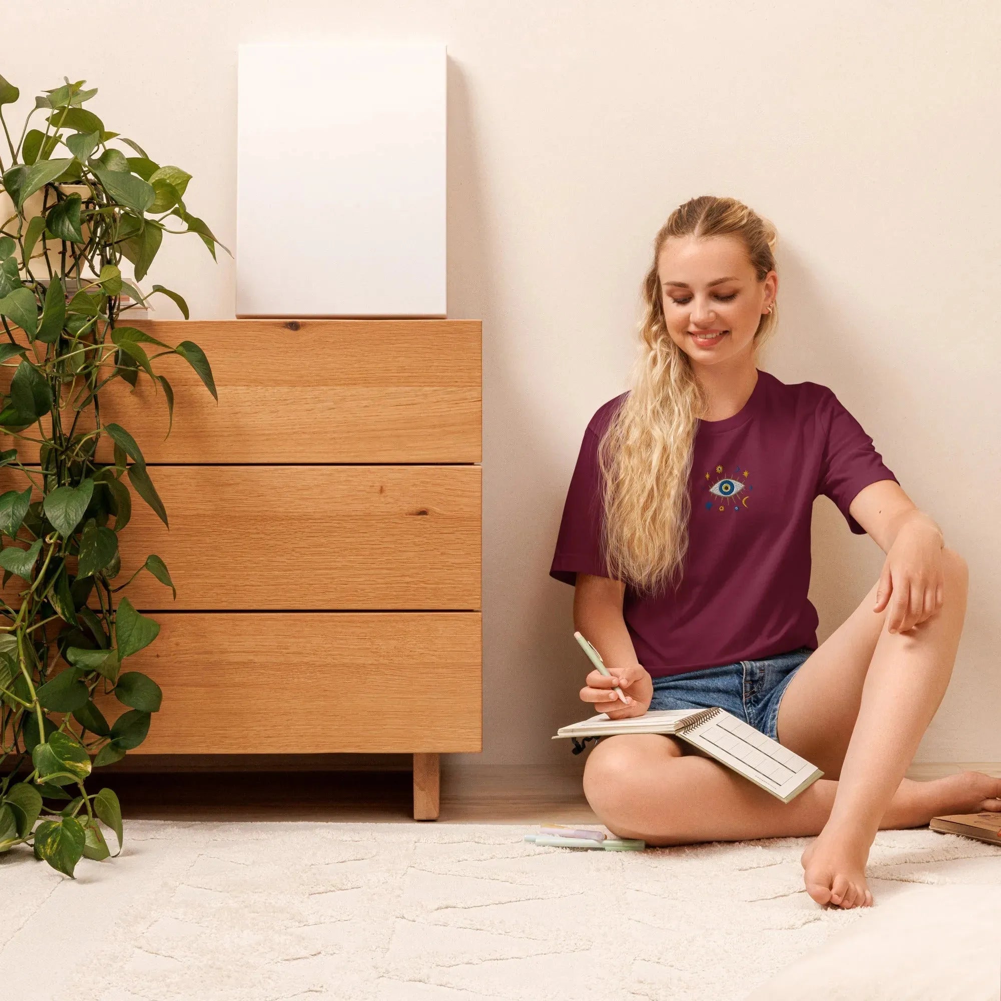 Greek Evil Eye Embroidered T-shirt - The Global Wanderer