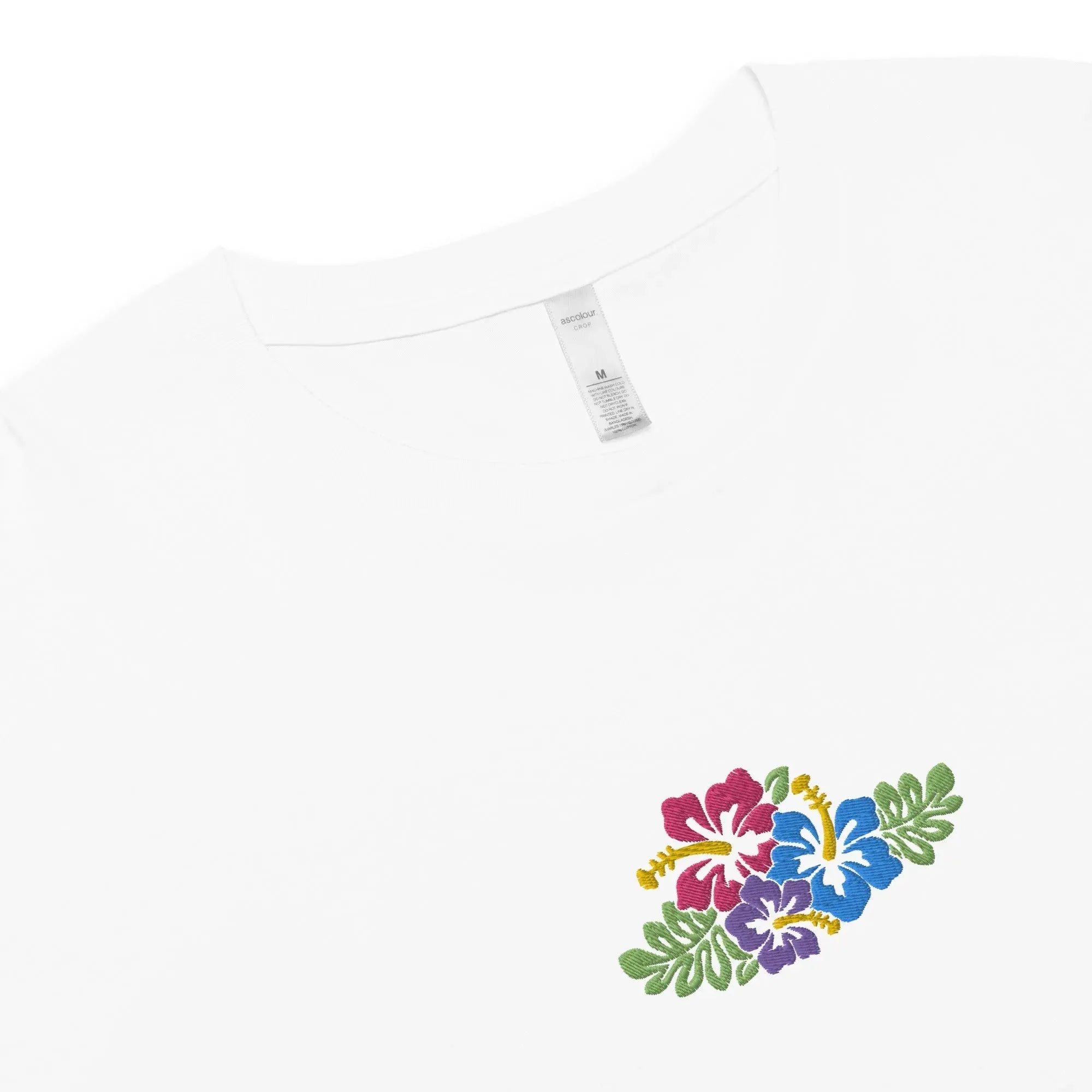 Hawaiian Tropical Leaves Embroidered Cropped T-Shirt - The Global Wanderer