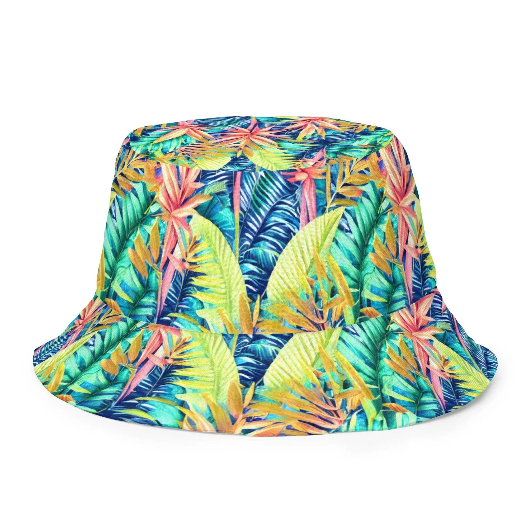Hawaiian Tropical Leaves Reversible Bucket Hat - The Global Wanderer