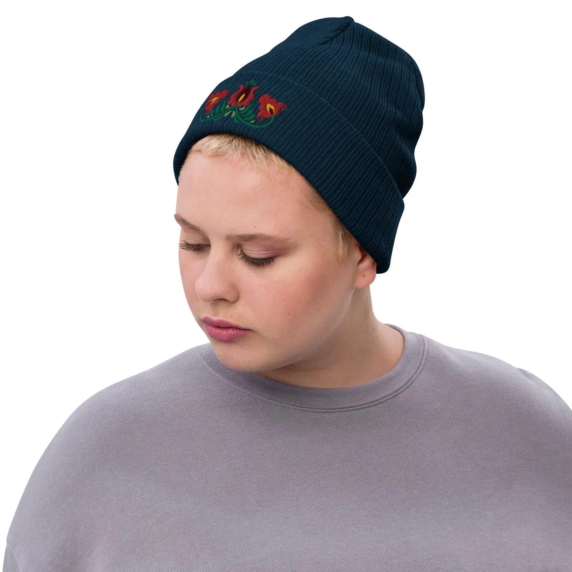 Hungarian Matyó Embroidered Beanie - The Global Wanderer