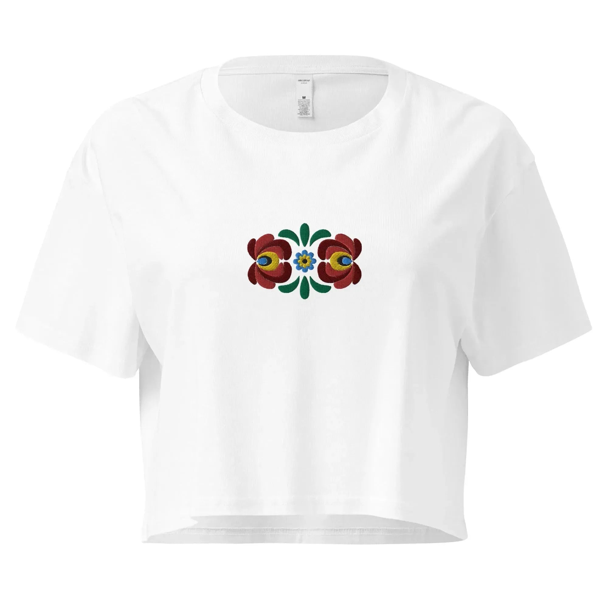 Hungarian Matyó Embroidered Cropped T-Shirt - The Global Wanderer
