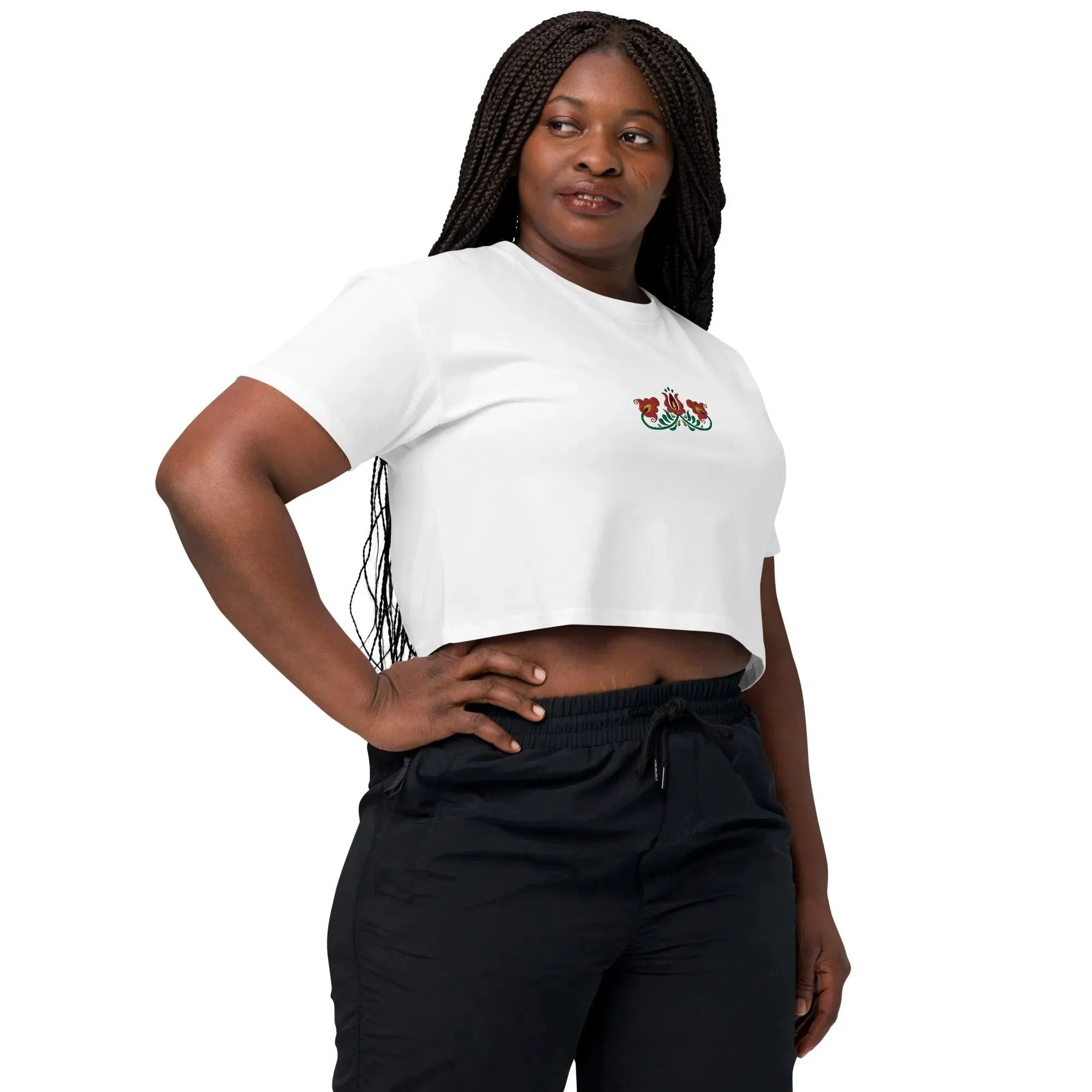 Hungarian Matyó Embroidered Cropped T-Shirt - The Global Wanderer