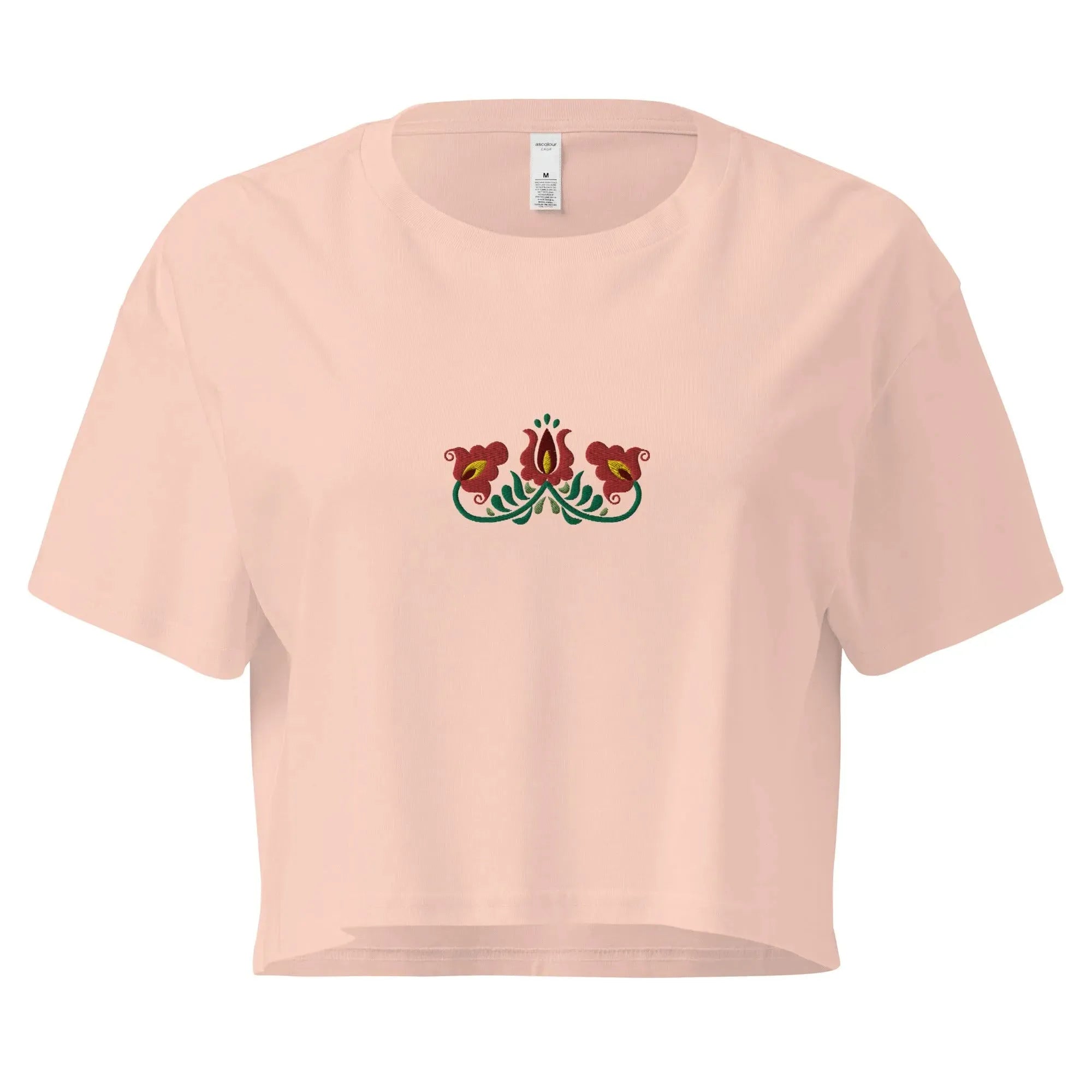 Hungarian Matyó Embroidered Cropped T-Shirt - The Global Wanderer