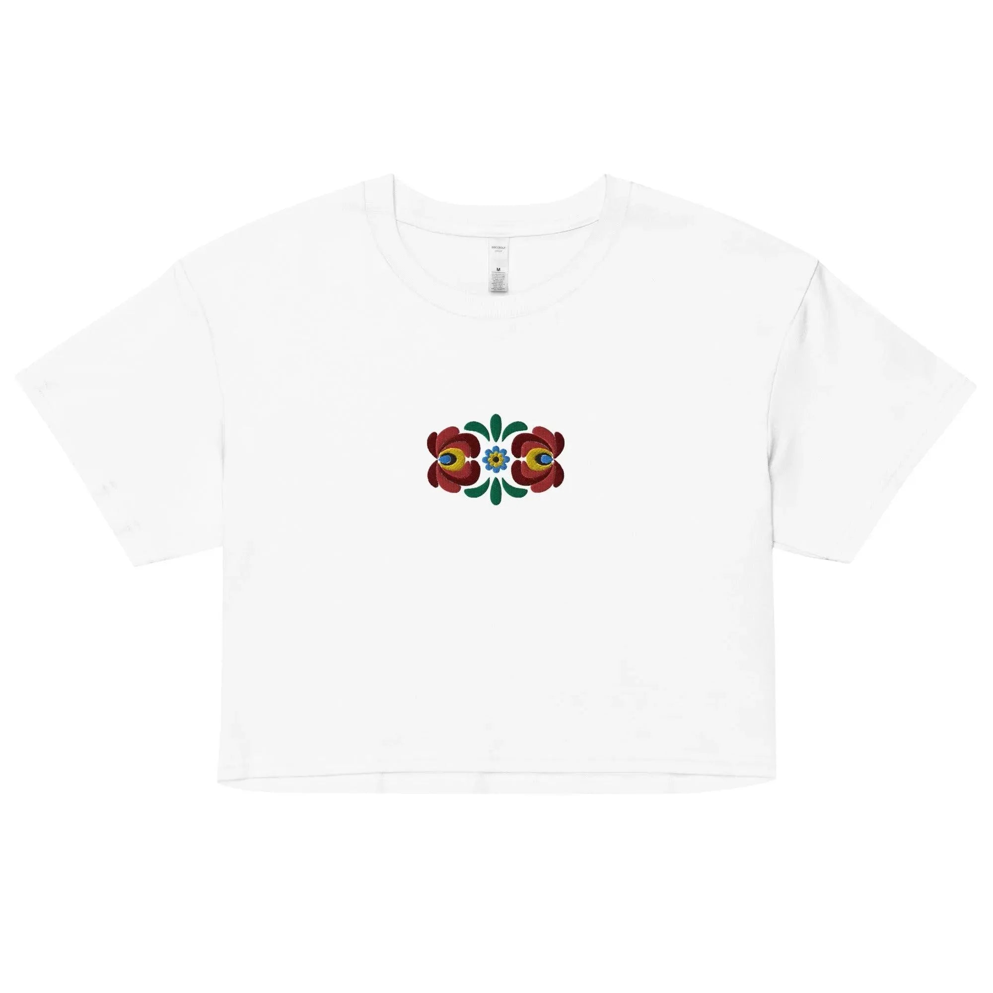Hungarian Matyó Embroidered Cropped T-Shirt - The Global Wanderer