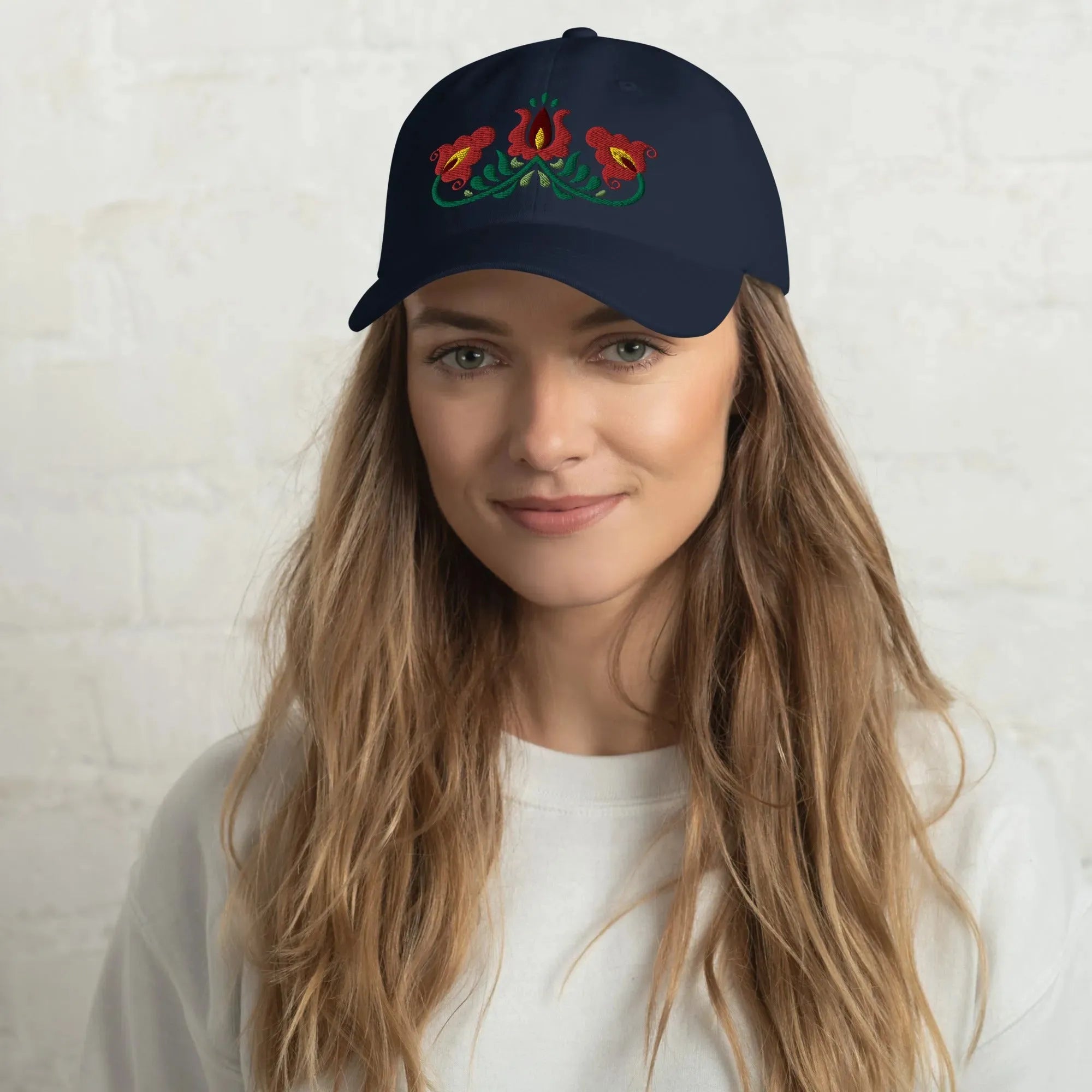 Hungarian Matyó Embroidered Dad Hat - The Global Wanderer